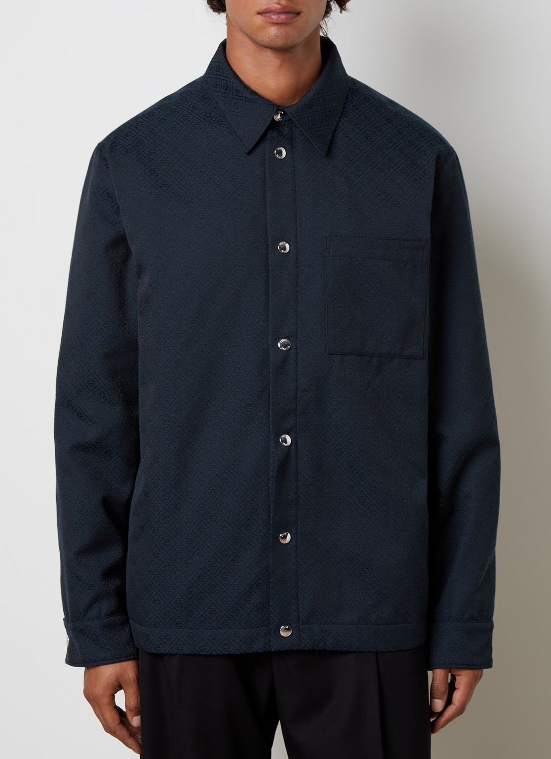Casablanca Overshirt met ingebreid logo en borstzak - detail 3 donkerblauw