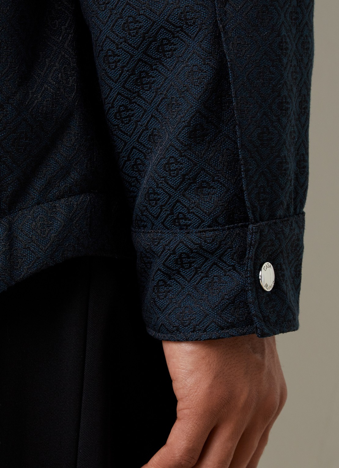Casablanca Overshirt met ingebreid logo en borstzak - detail 4 donkerblauw