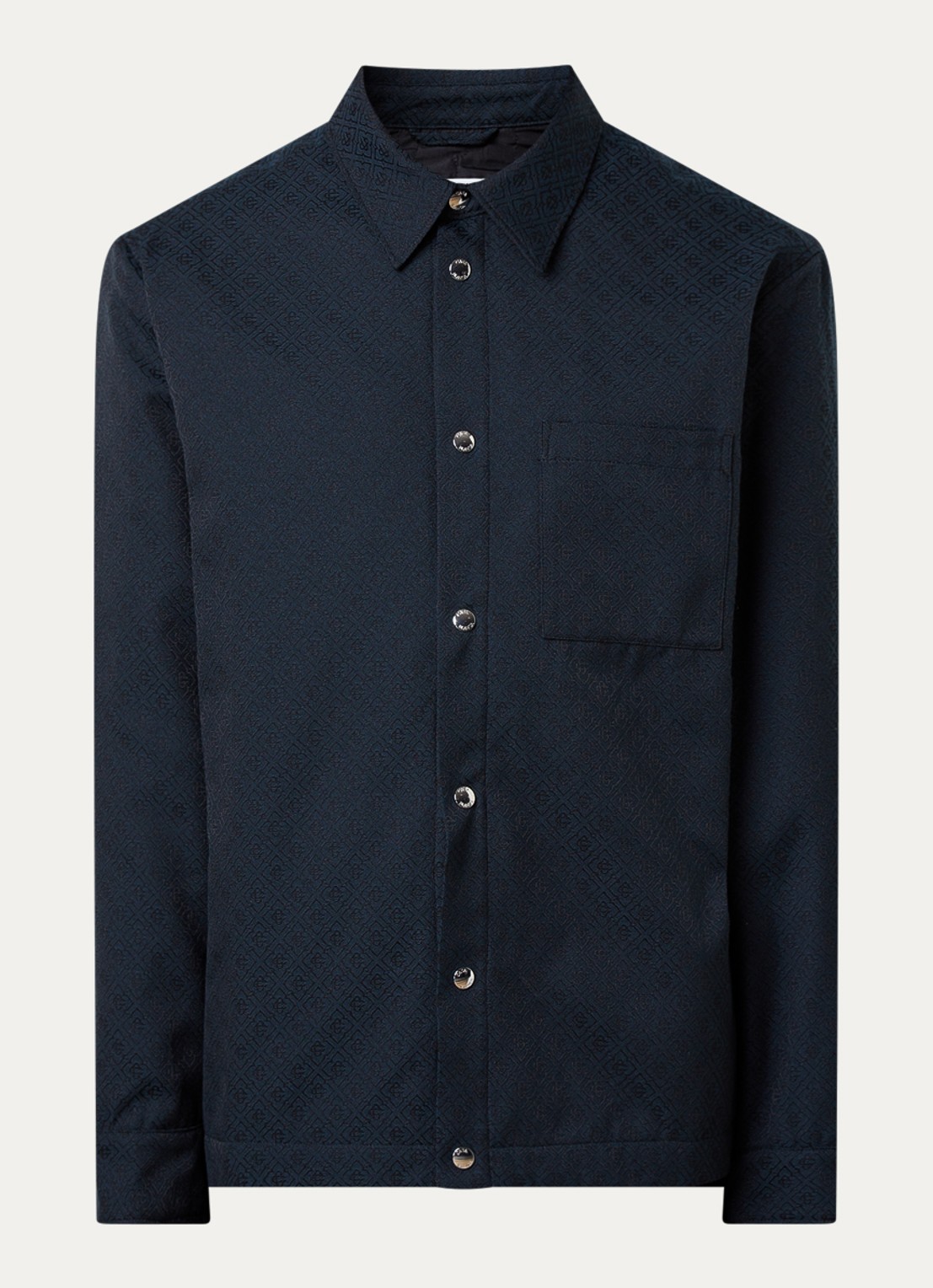 Casablanca Overshirt met ingebreid logo en borstzak - voorkant donkerblauw
