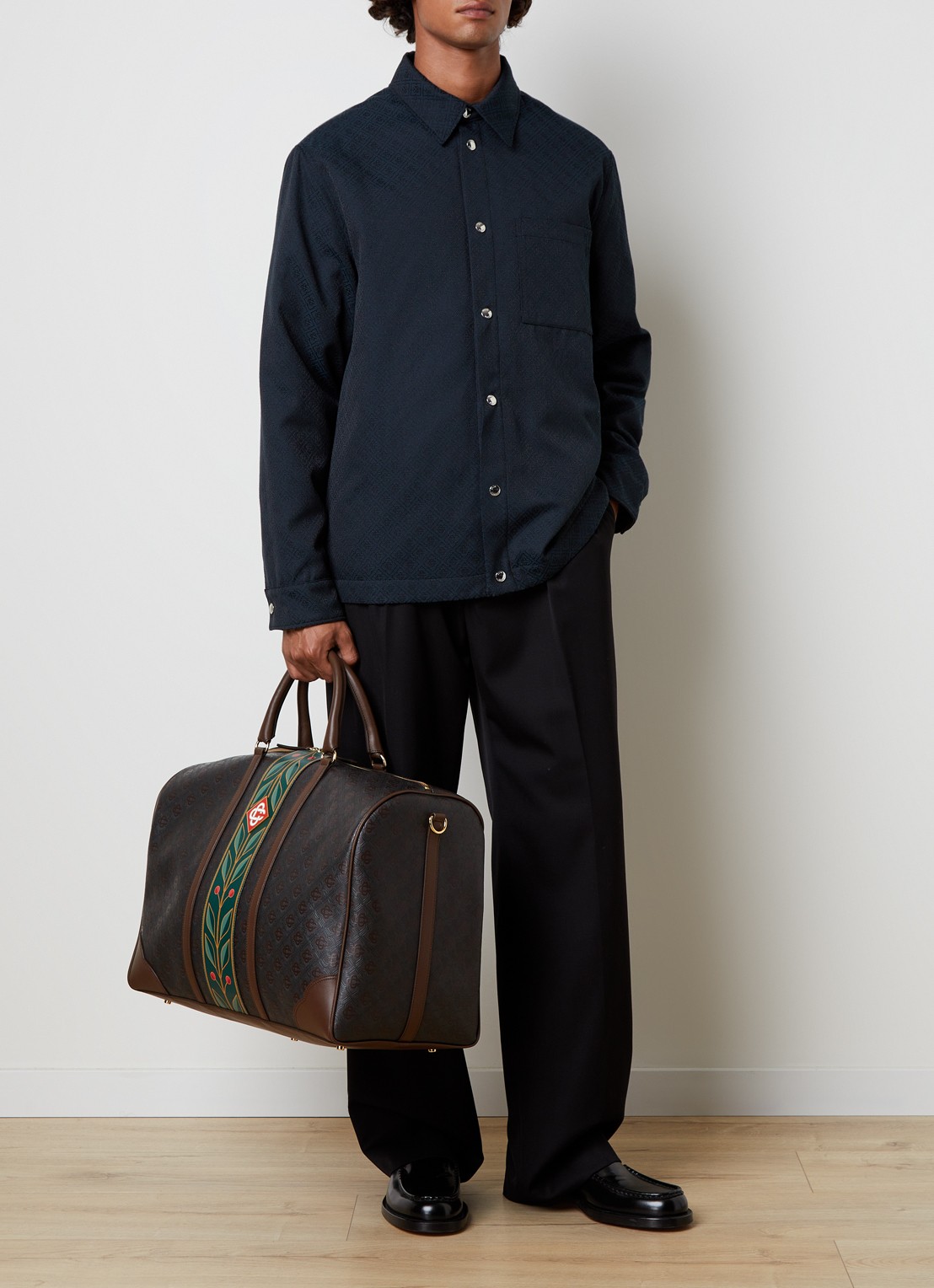 Casablanca Overshirt met ingebreid logo en borstzak - voorkant 2 donkerblauw