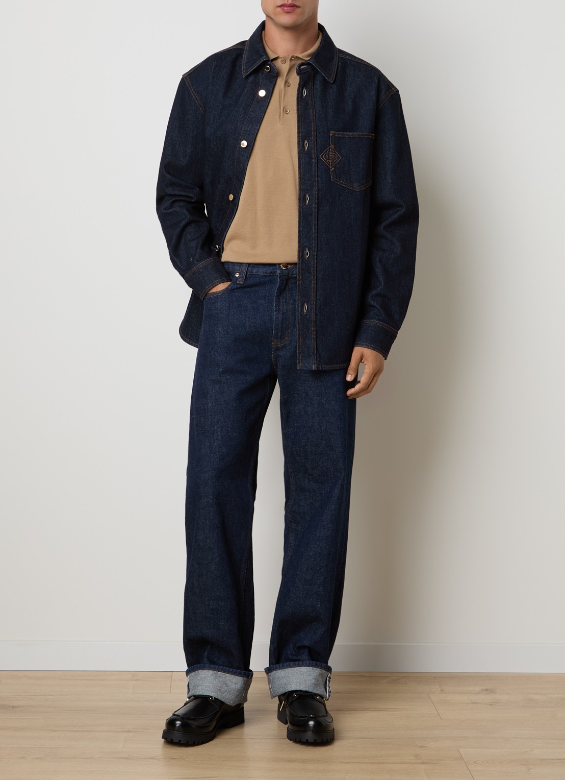 Casablanca Overshirt van denim met borstzak - voorkant 2 indigo