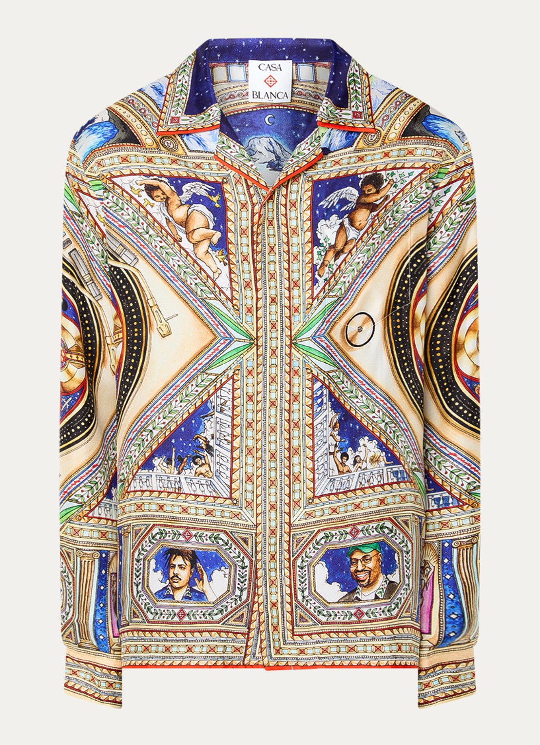 Casablanca Plafondorne Musique regular fit overhemd van zijde met print - voorkant 4 khaki