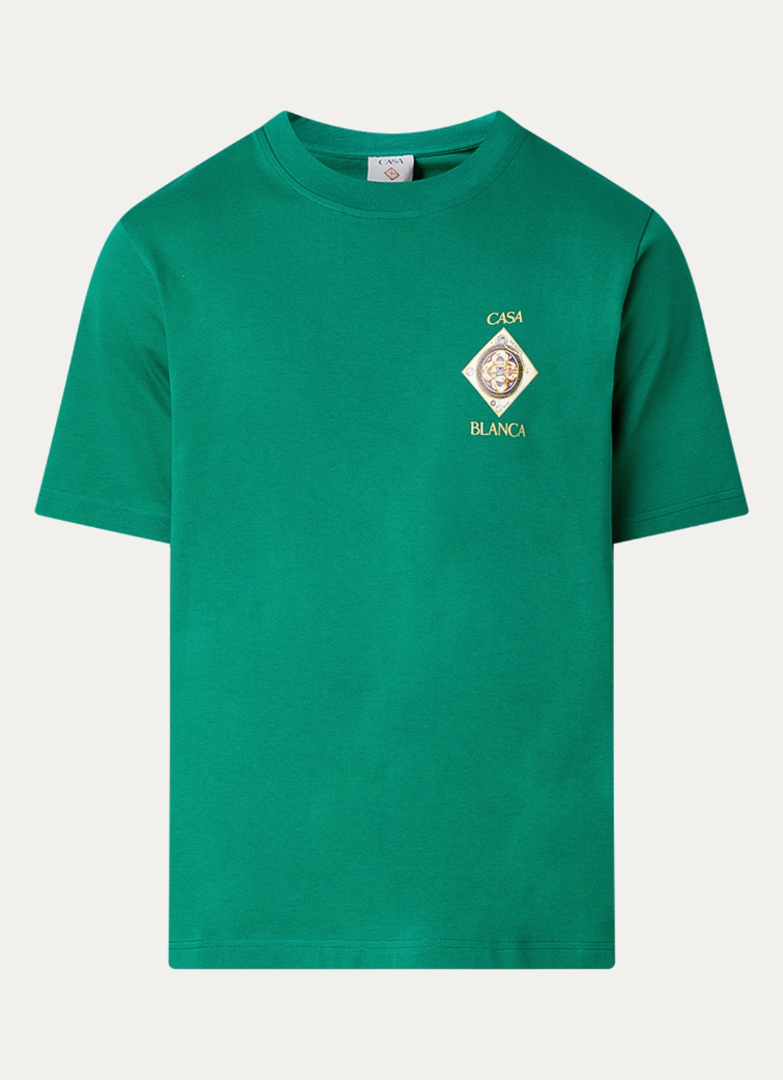 Casablanca Plafondorne T-shirt met logo- en backprint - voorkant donkergroen