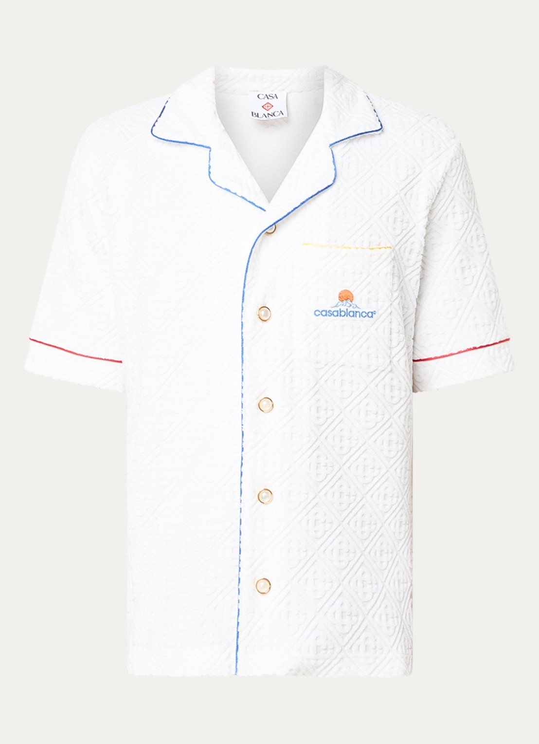 Casablanca Regular fit overhemd van badstof met logoprint - voorkant 4 wit