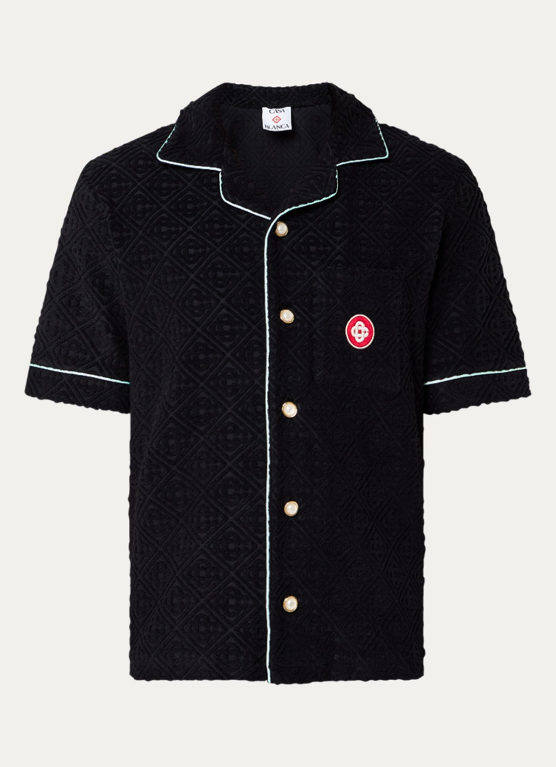 Casablanca Regular fit overhemd van badstof met logoprint - voorkant 4 zwart