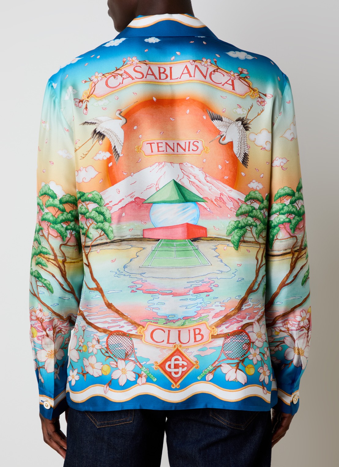 Casablanca Regular fit overhemd van zijde met print - achterkant blauw