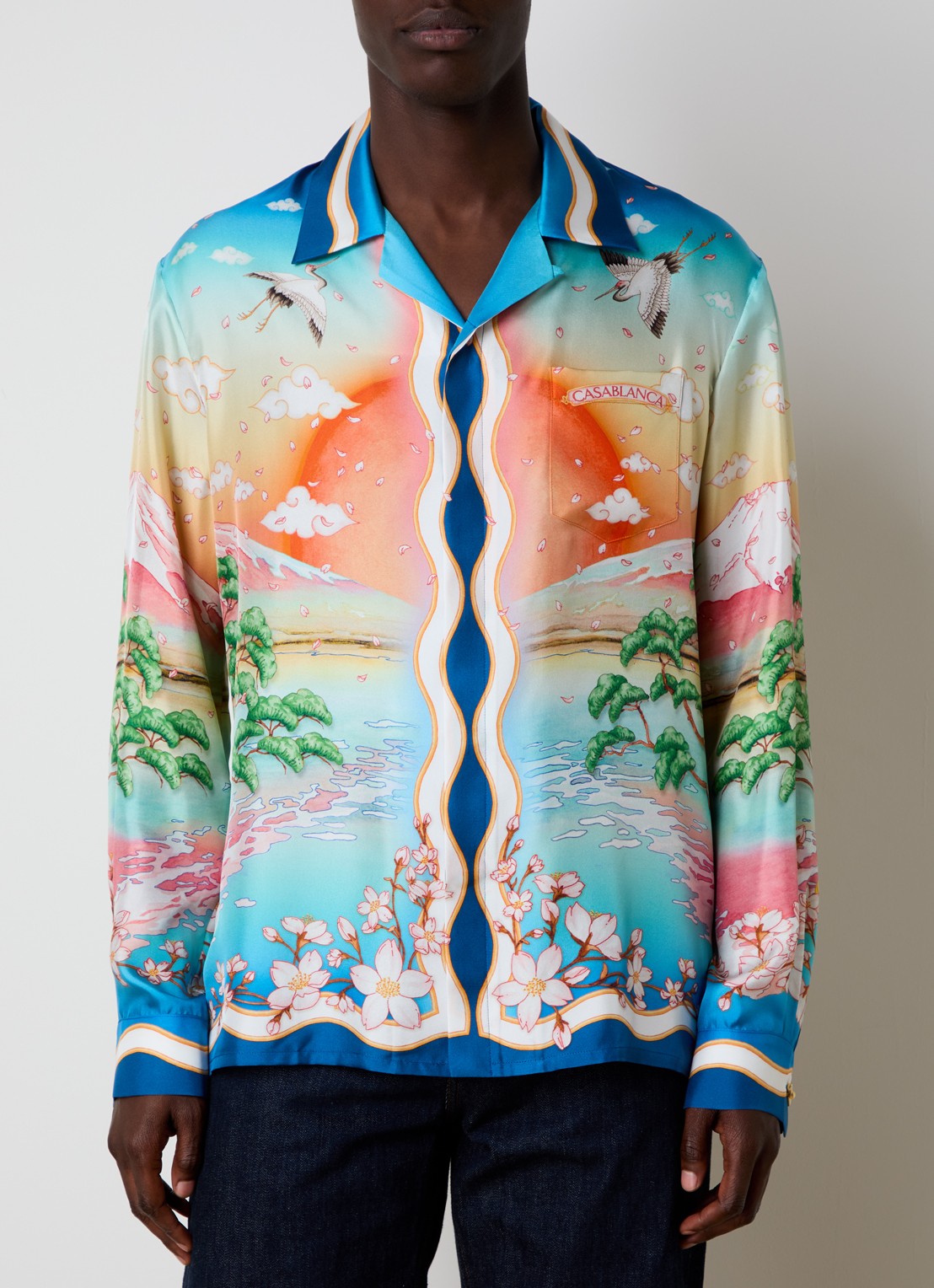 Casablanca Regular fit overhemd van zijde met print - detail 4 blauw