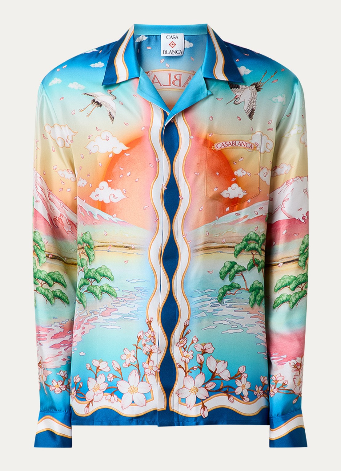 Casablanca Regular fit overhemd van zijde met print - voorkant 2 blauw