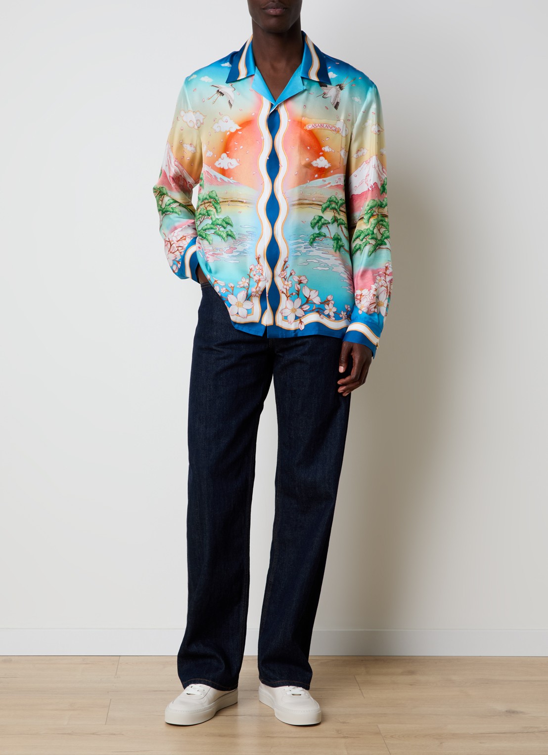 Casablanca Regular fit overhemd van zijde met print - voorkant 3 blauw