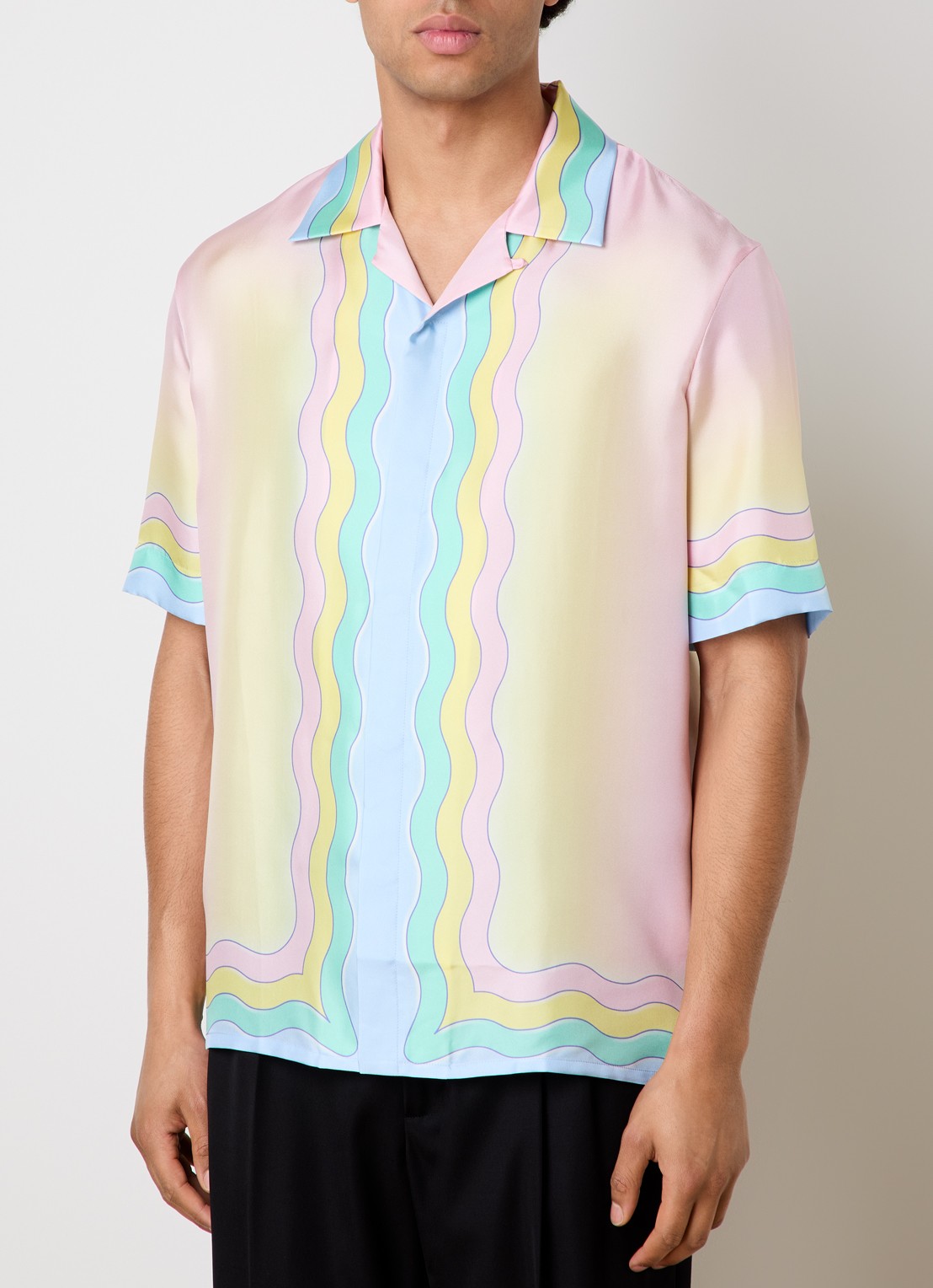 Casablanca Regular fit overhemd van zijde met print - detail geel