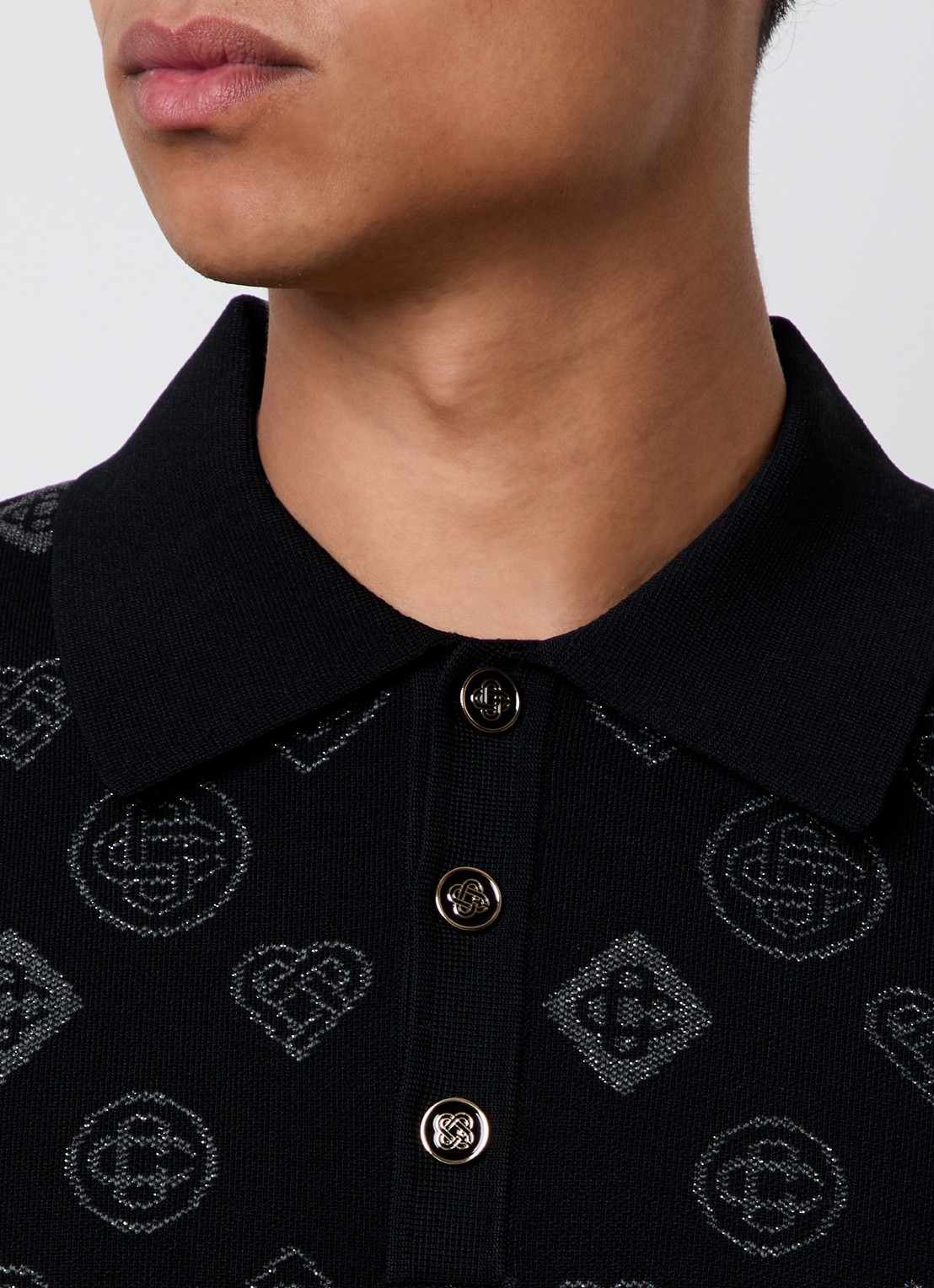 Casablanca Regular fit polo met jacquard dessin - detail 2 zwart