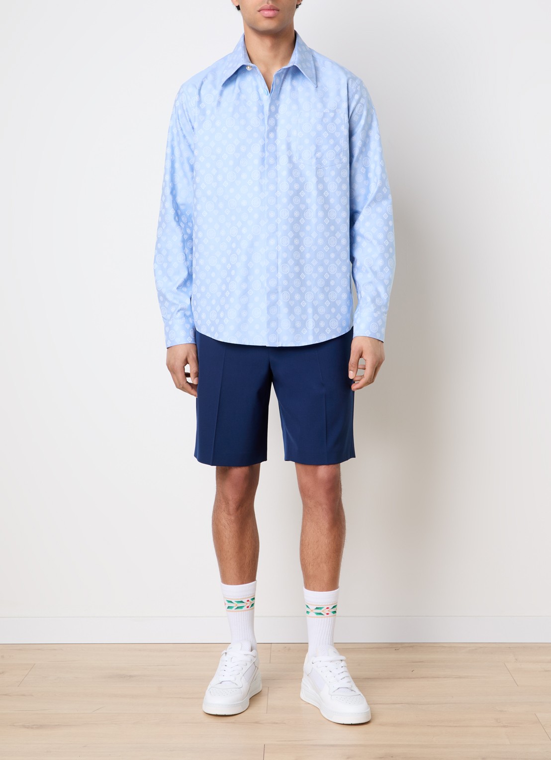 Casablanca Regular fit polo met logoprint - voorkant 2 lichtblauw