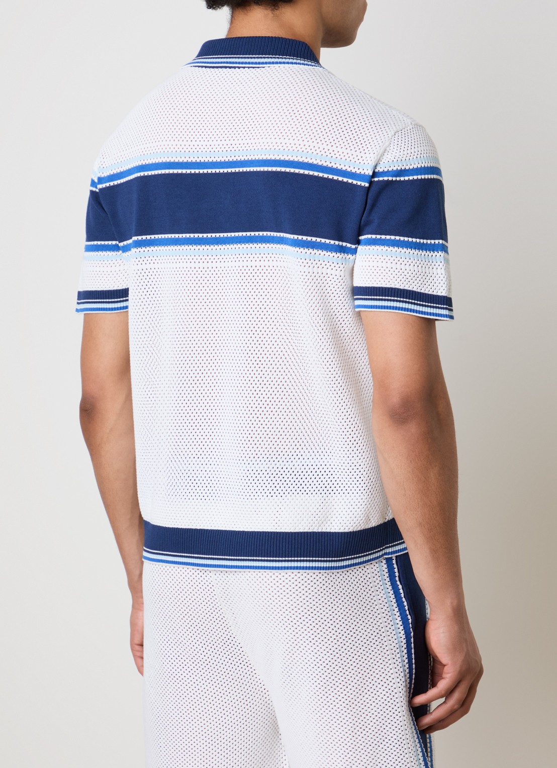 Casablanca Regular fit polo met opengewerkt dessin en logo - achterkant 3 donkerblauw