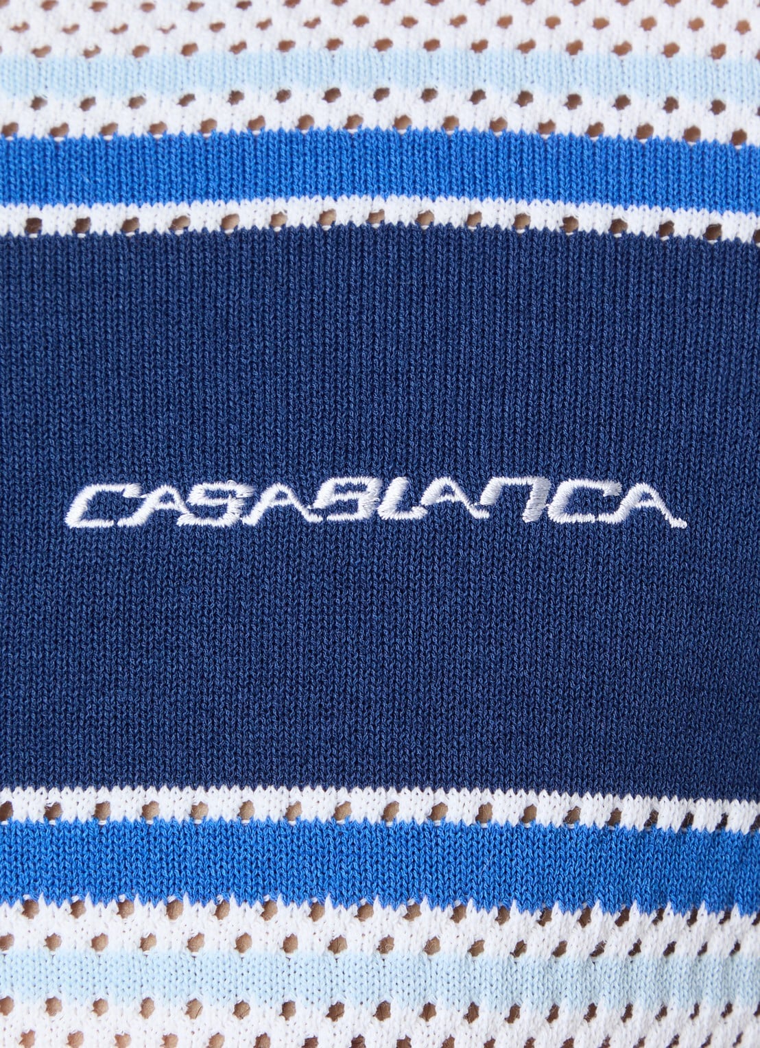 Casablanca Regular fit polo met opengewerkt dessin en logo - detail 5 donkerblauw