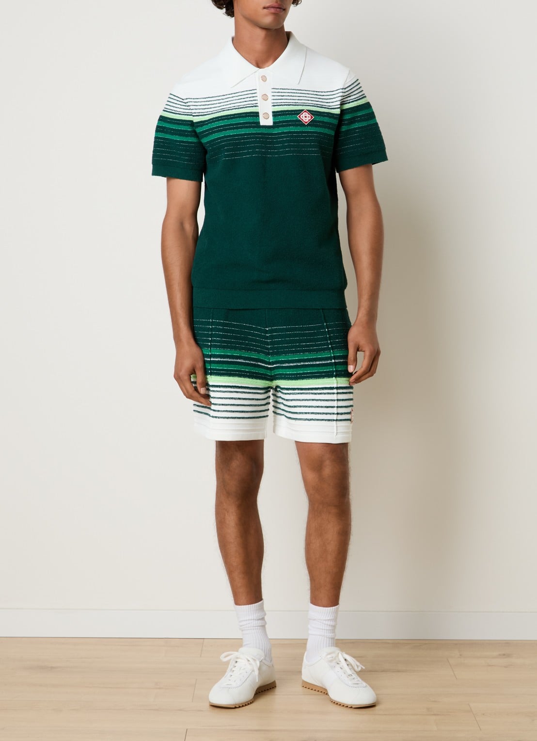 Casablanca Regular fit polo met structuur - voorkant 2 groen