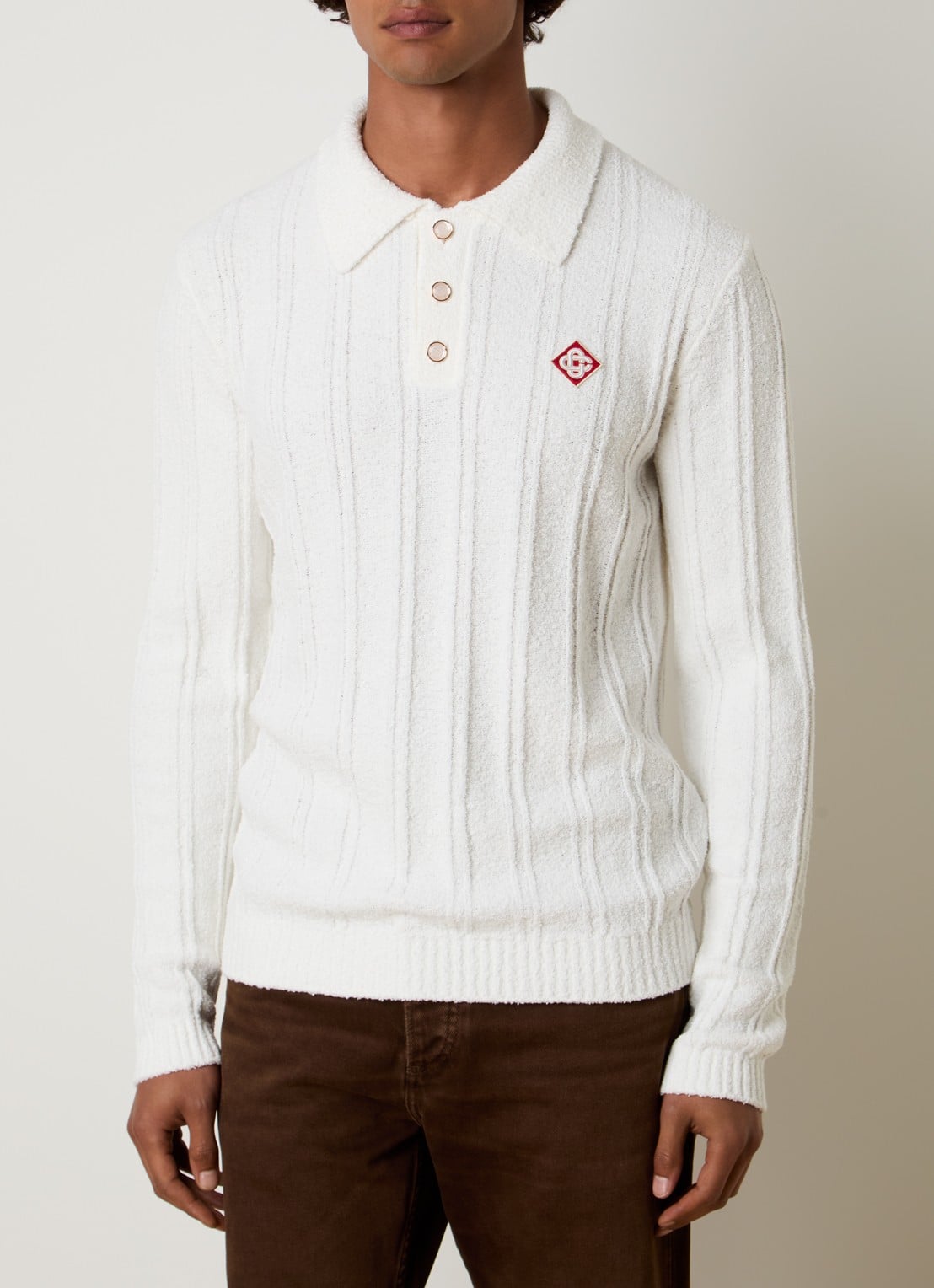 Casablanca Regular fit polo van bouclé - detail 3 wit