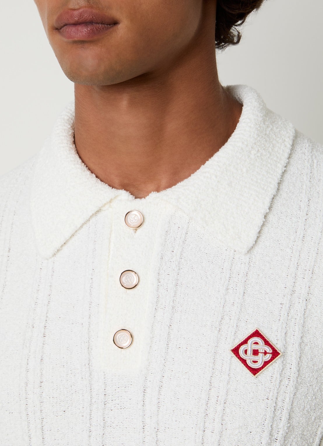Casablanca Regular fit polo van bouclé - detail 4 wit