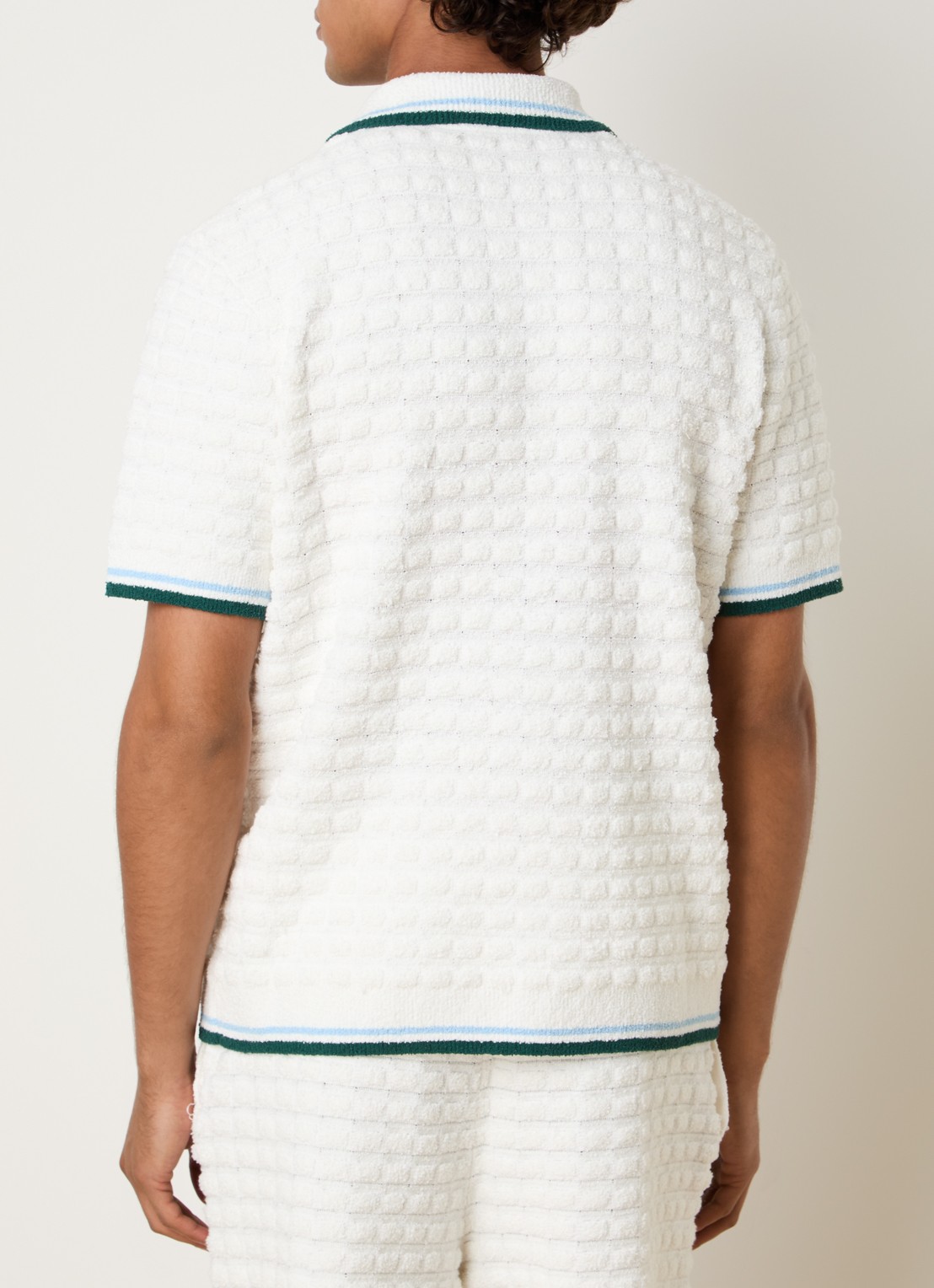 Casablanca Regular fit polo van bouclé - achterkant wit