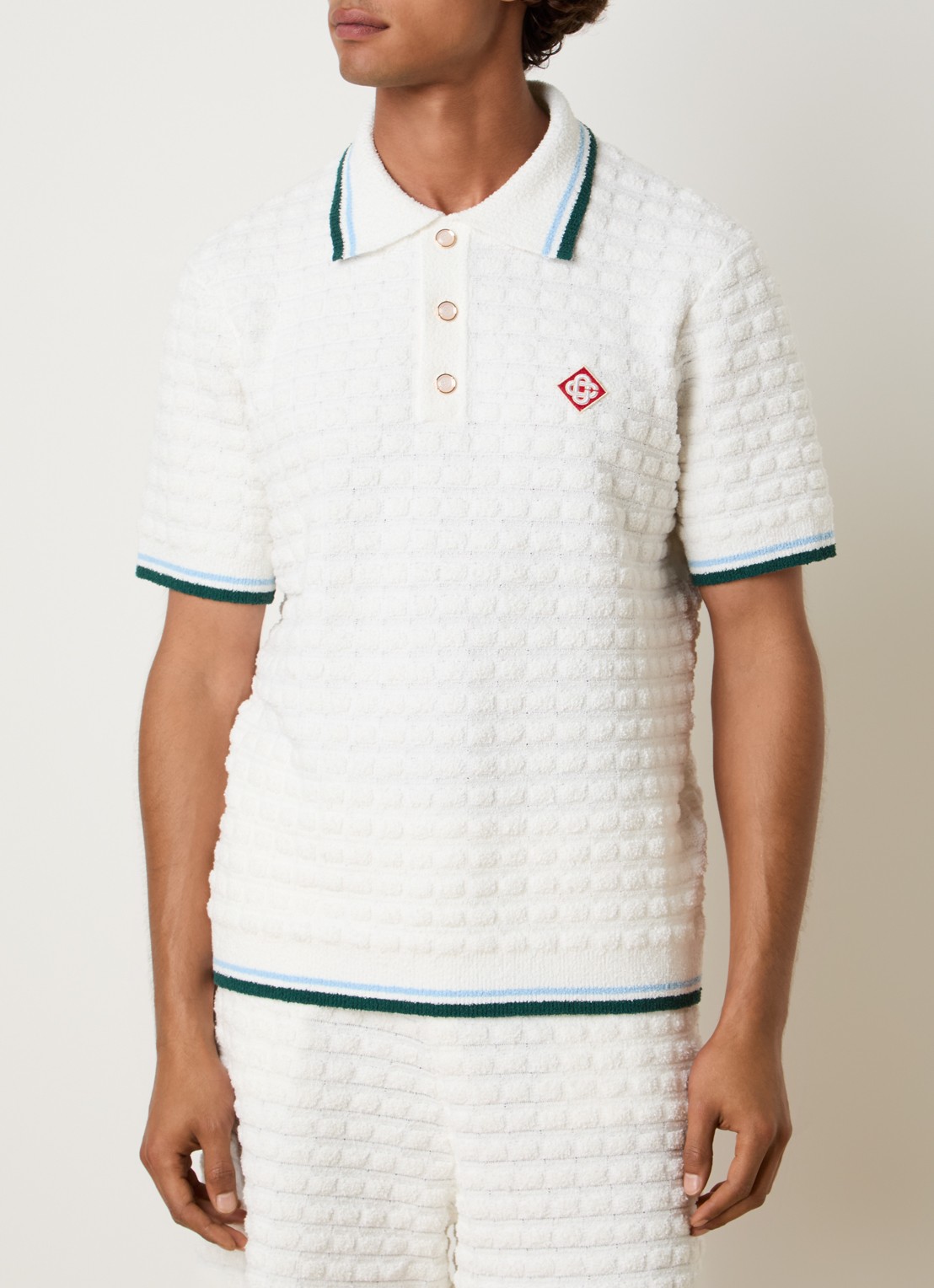 Casablanca Regular fit polo van bouclé - detail 4 wit