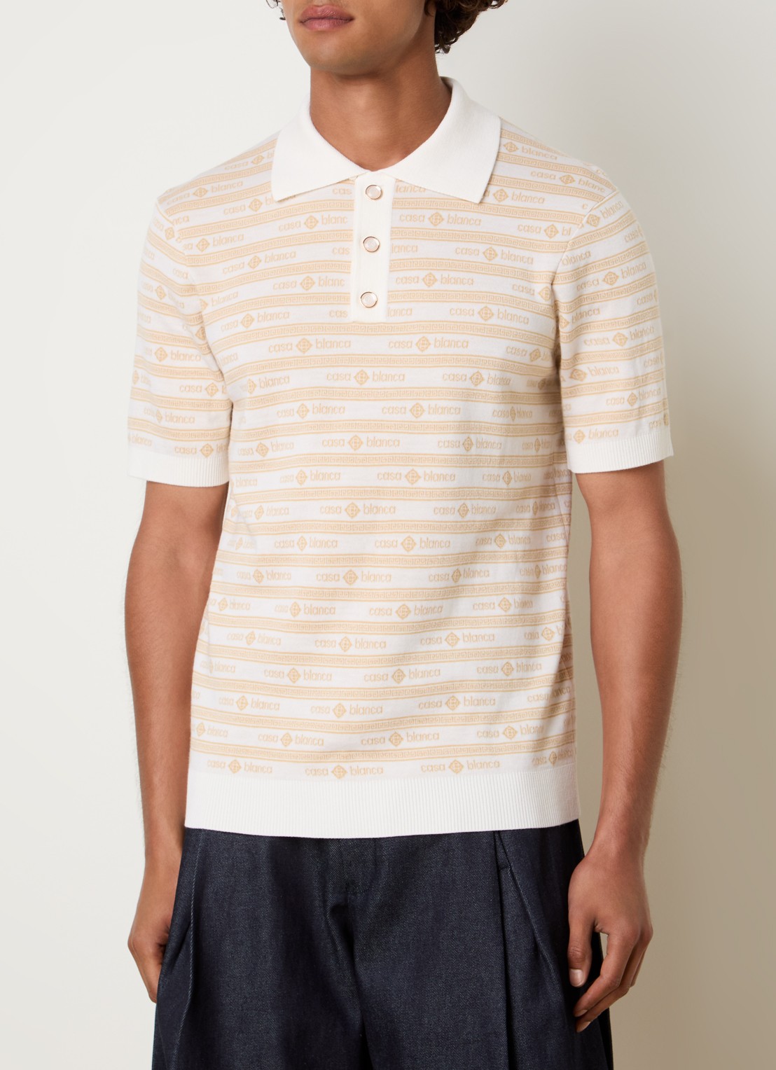 Casablanca Regular fit polo van wol - detail beige