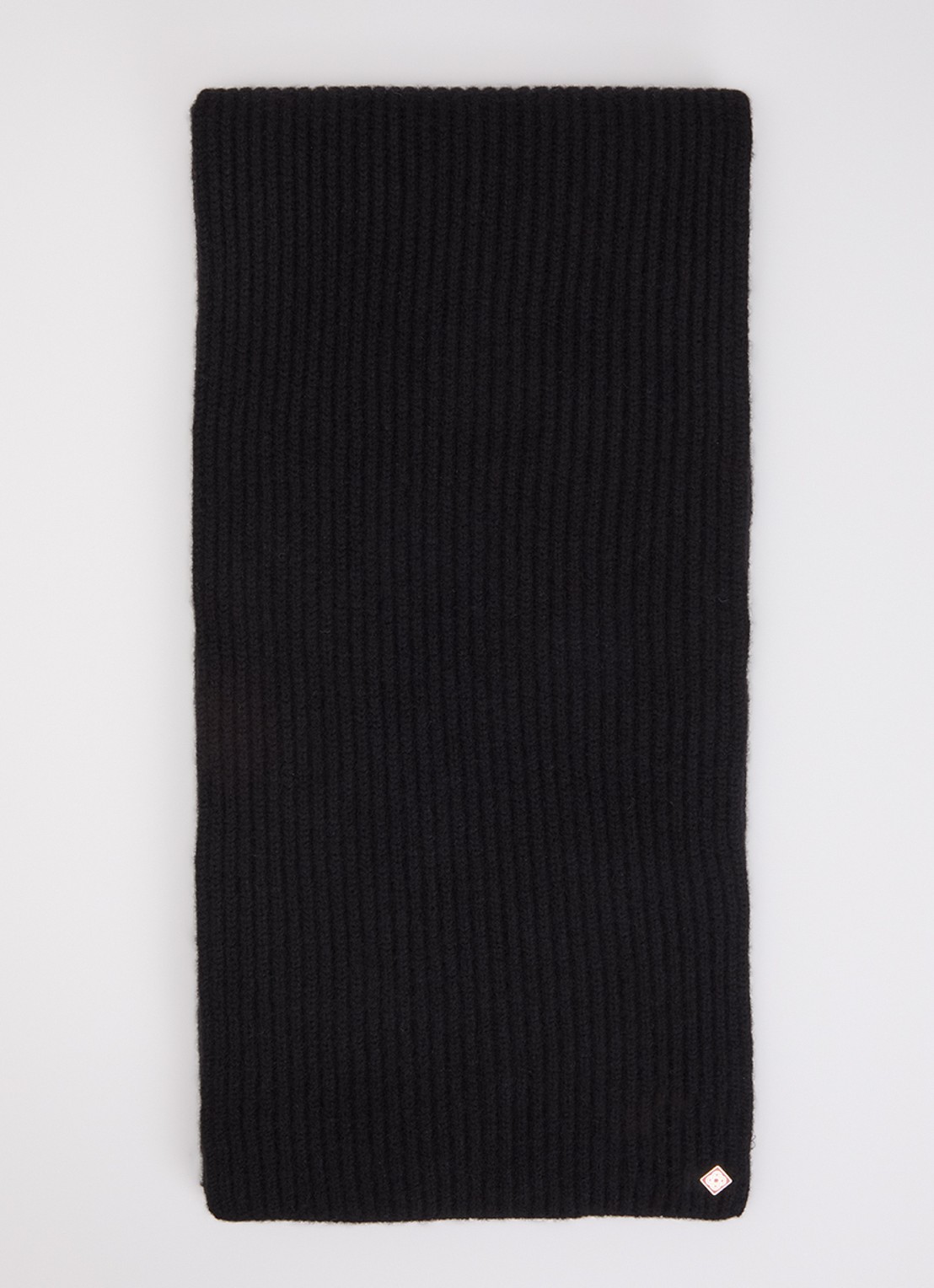 Casablanca Ribgebreide sjaal van wol 225 x 25 cm - voorkant 2 zwart