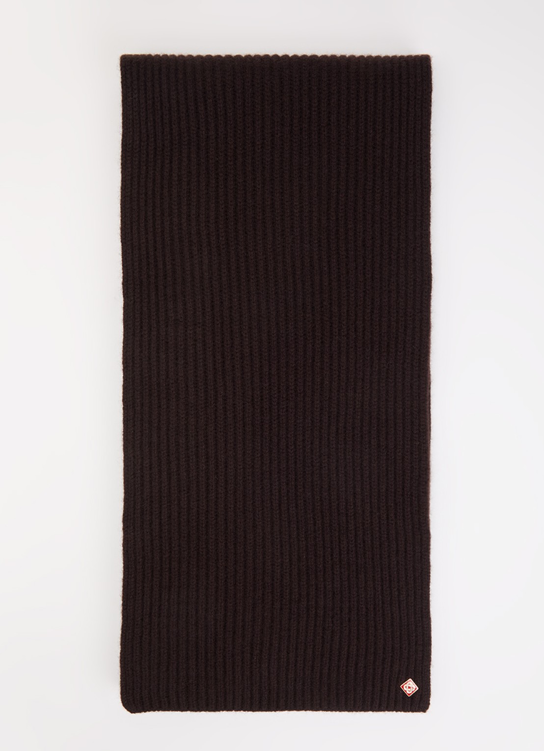Casablanca Ribgebreide sjaal van wol 225 x 25 cm - voorkant 2 donkerbruin