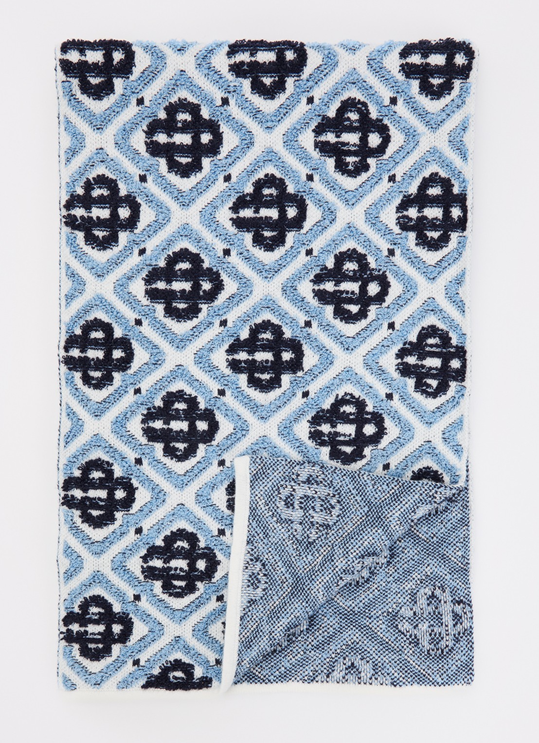 Casablanca Sjaal in wolblend met logoprint 150 x 25 cm - voorkant blauw