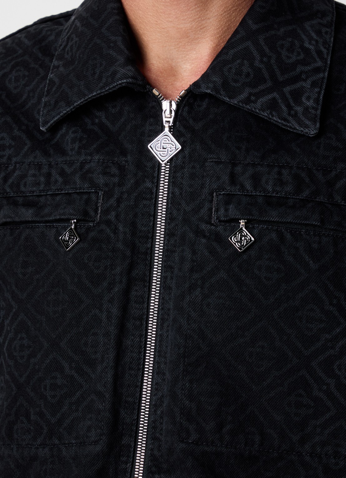 Casablanca Spijkerjas met logoprint - detail 2 zwart