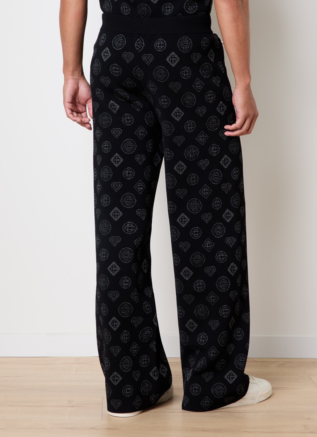 Casablanca Straight fit broek met jacquard dessin en ritszakken - achterkant zwart