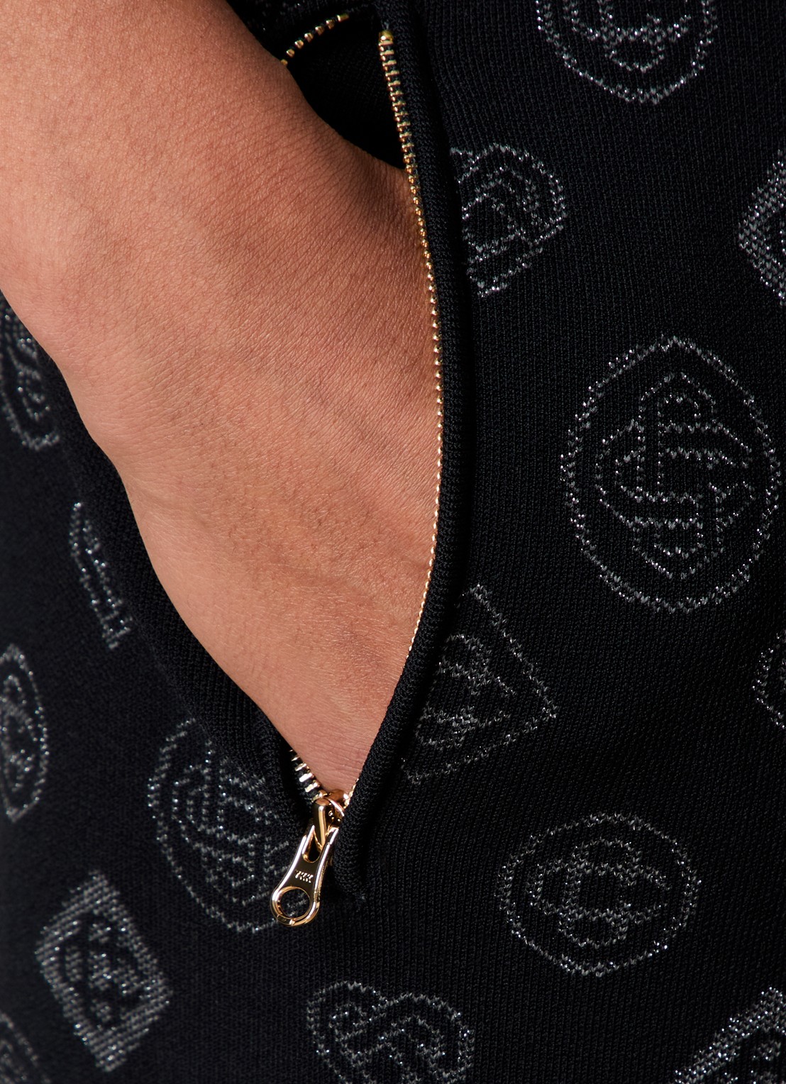 Casablanca Straight fit broek met jacquard dessin en ritszakken - detail 3 zwart