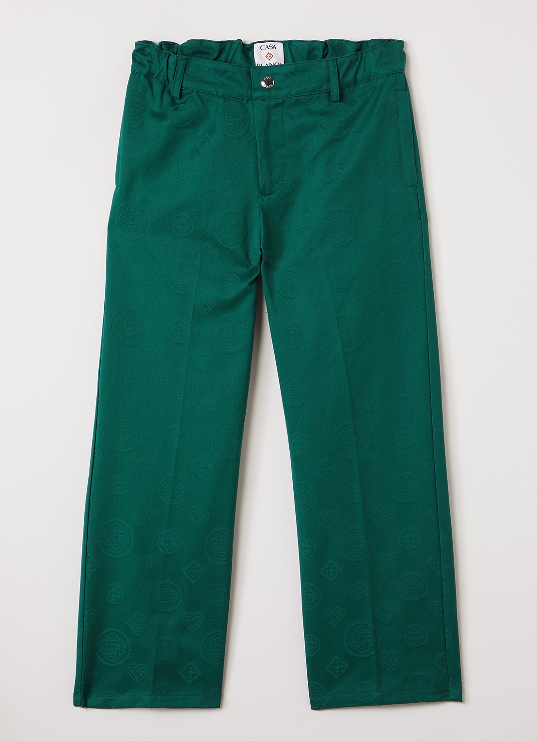 Casablanca Straight fit chino met logoprint - voorkant groen