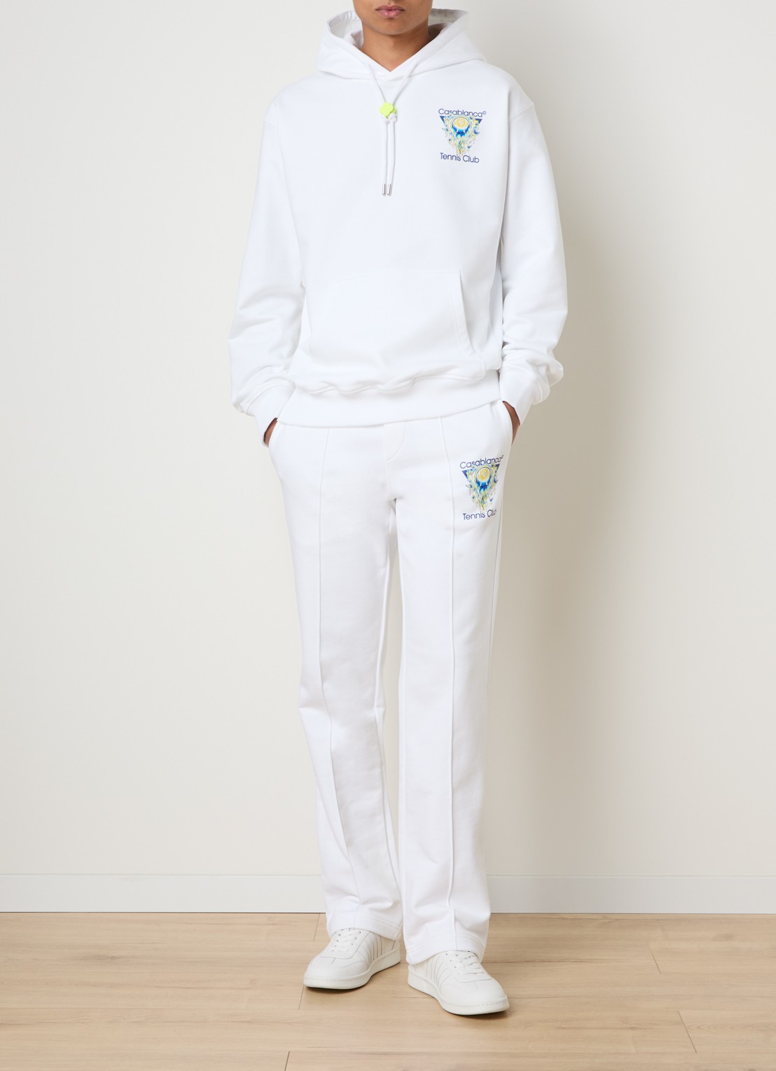 Casablanca Straight fit joggingbroek met trekkoord en steekzakken - voorkant 2 wit