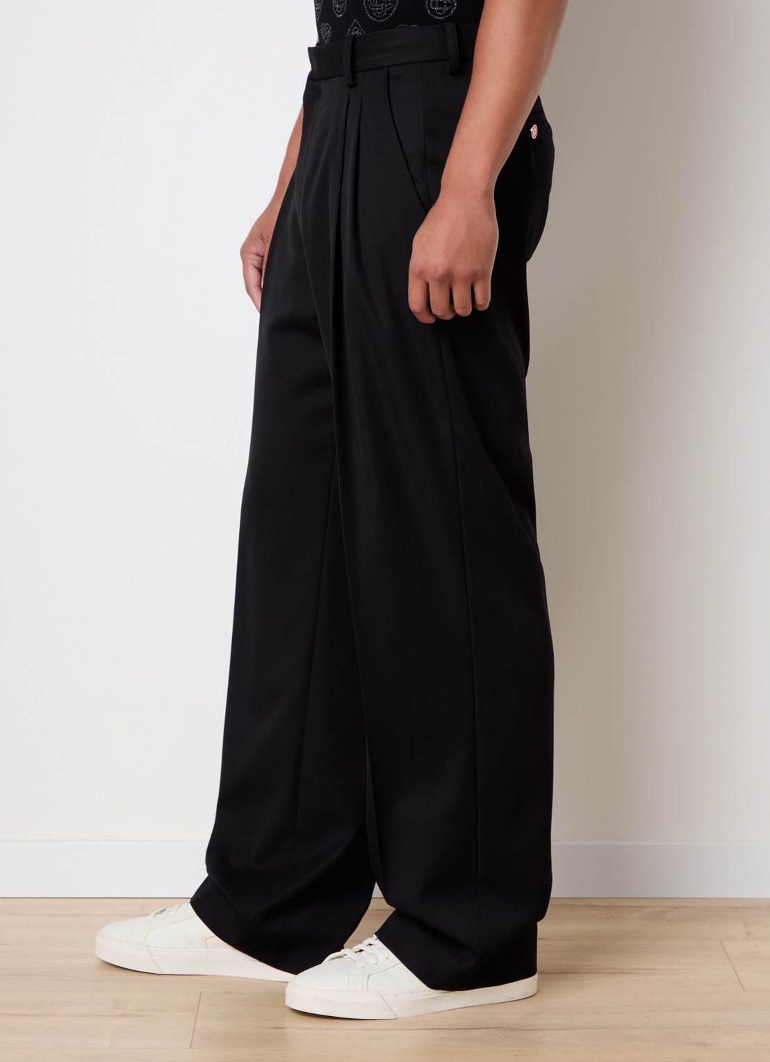 Casablanca Straight fit pantalon van scheerwol met steekzakken - detail 2 zwart