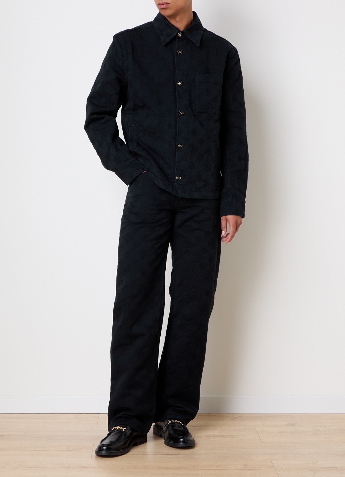 Casablanca Straight leg jeans met logoprint - voorkant 6 zwart
