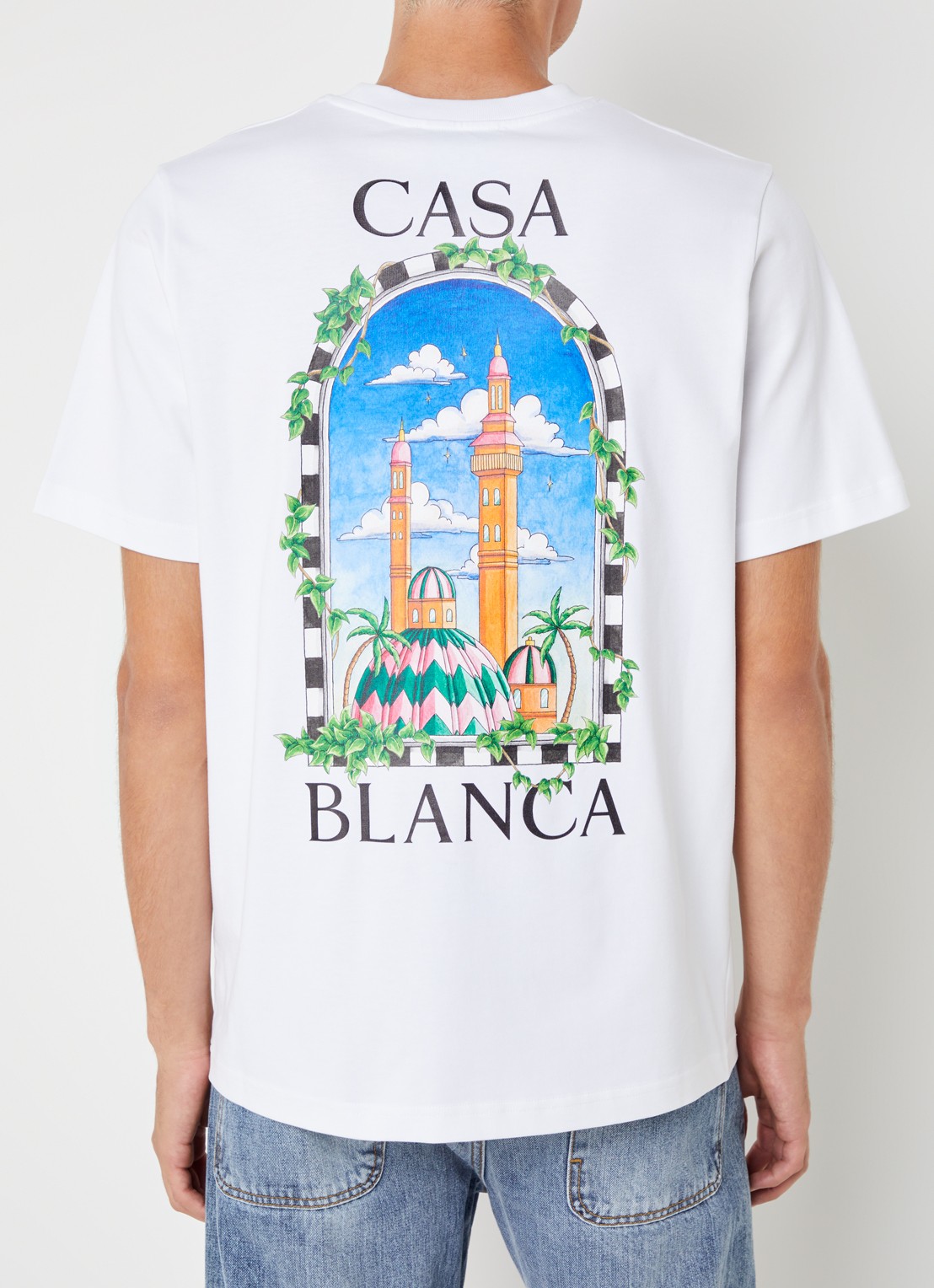 Casablanca T-shirt met logo- en backprint - detail 4 wit
