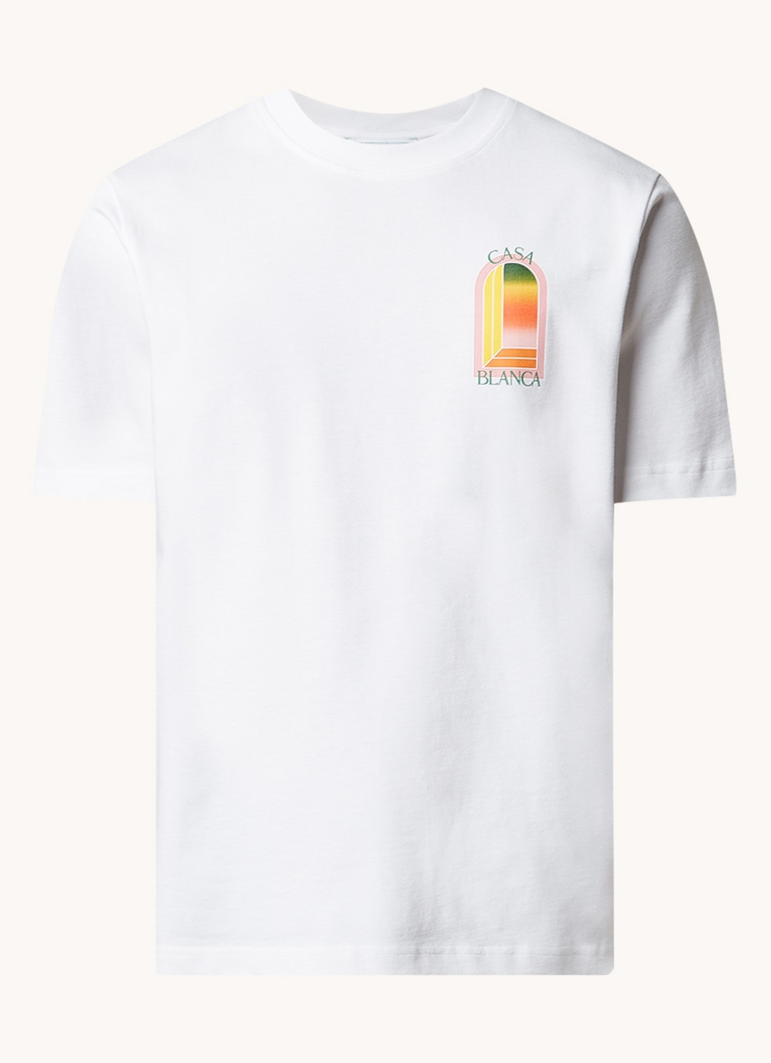 Casablanca T-shirt met logo- en backprint - voorkant wit