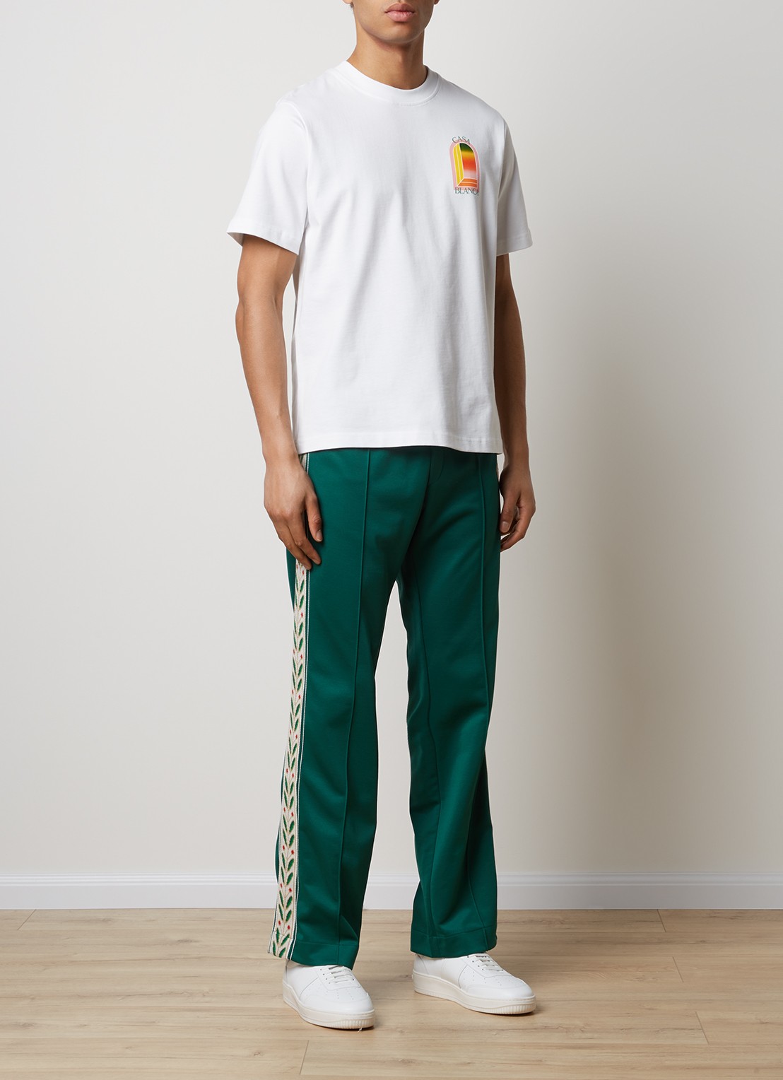 Casablanca T-shirt met logo- en backprint - voorkant 2 wit