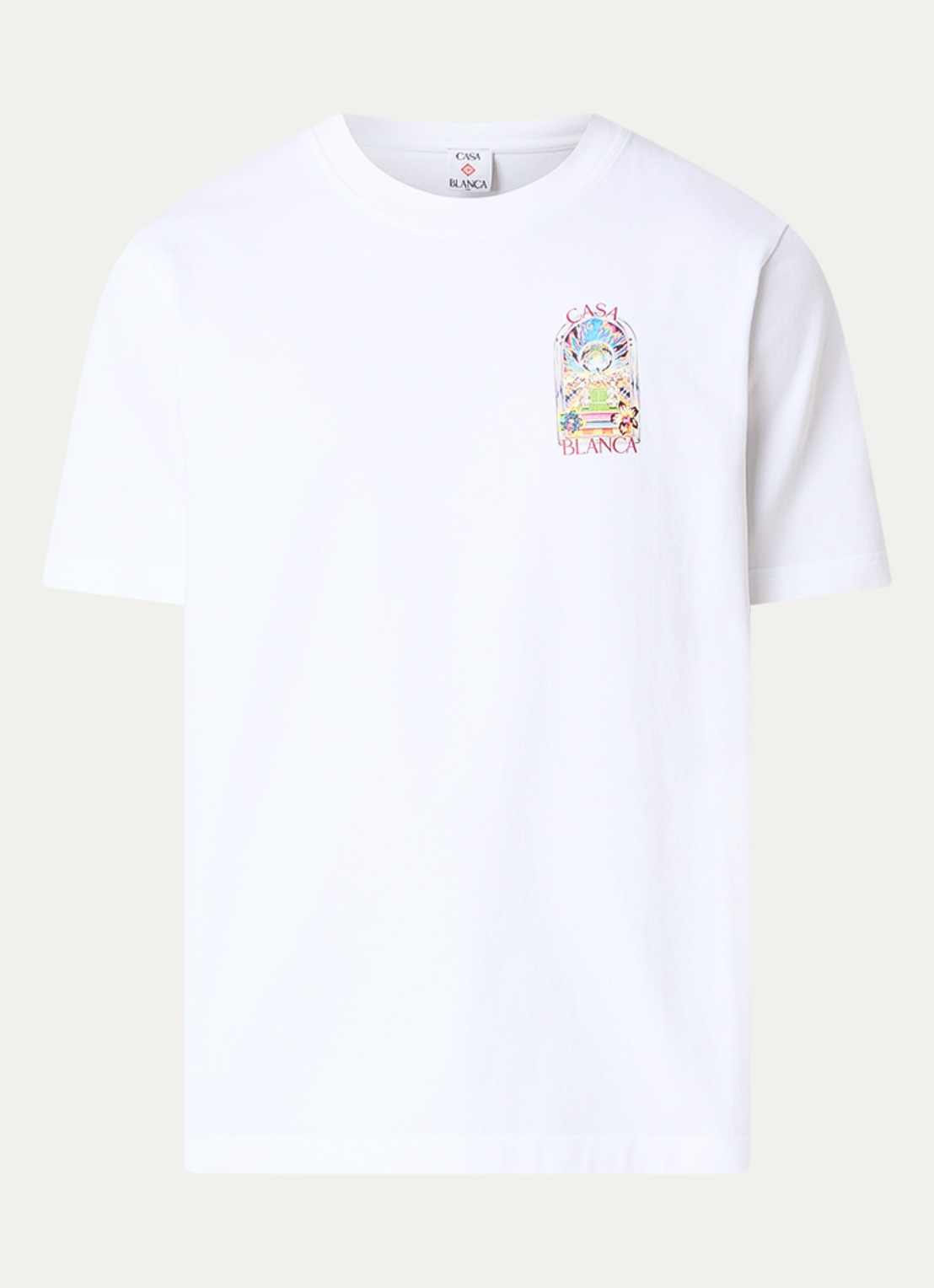 Casablanca T-shirt met logo- en backprint - voorkant wit