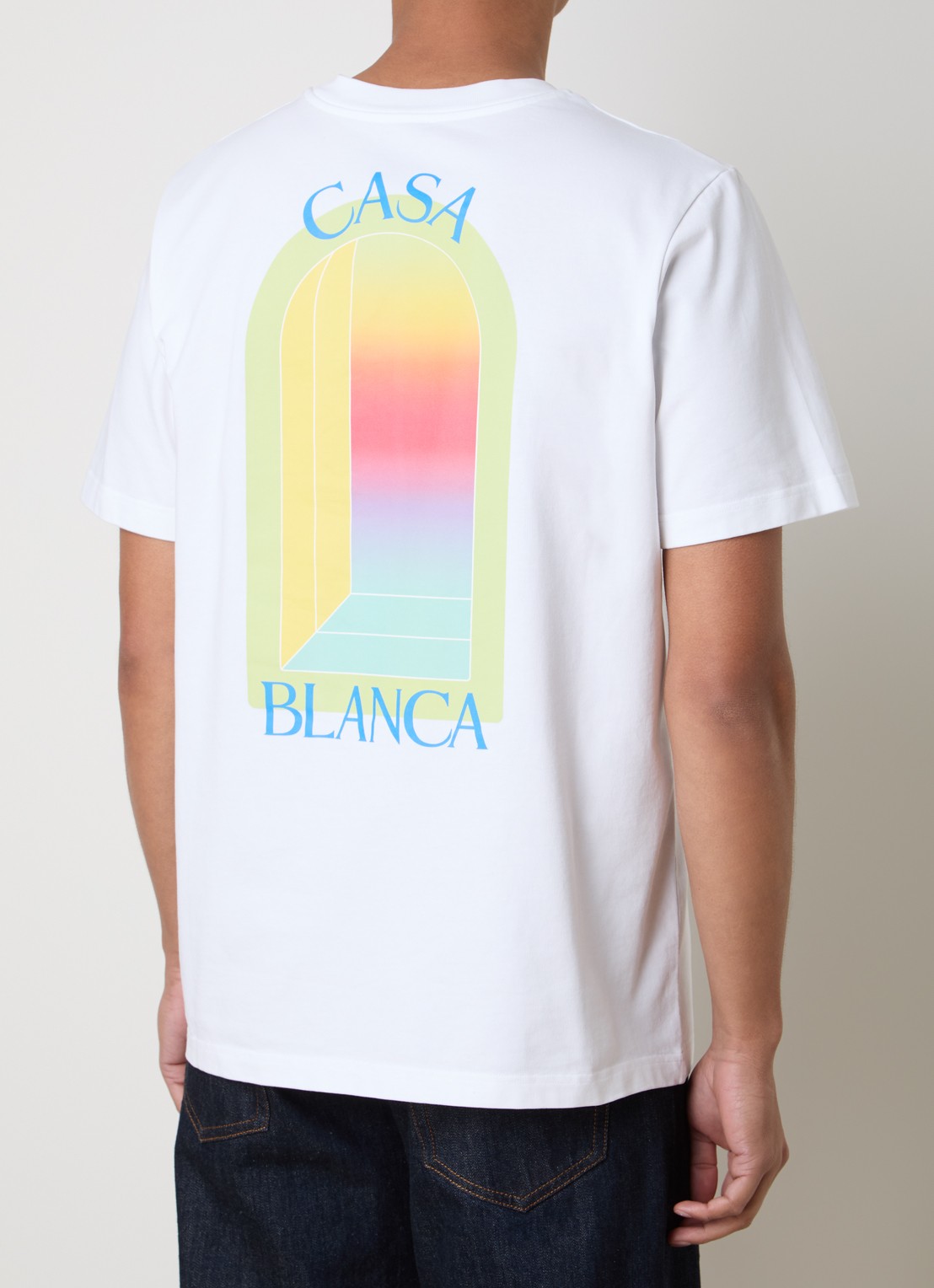 Casablanca T-shirt met logo- en backprint - detail 3 wit