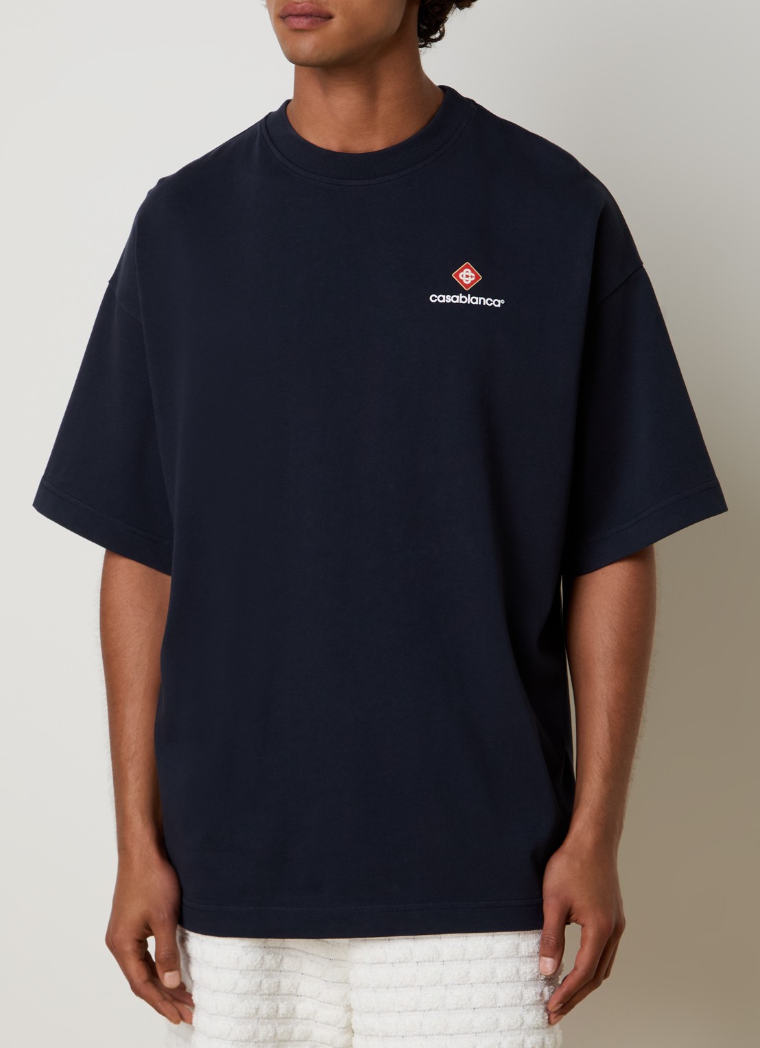 Casablanca T-shirt met logo - detail 4 donkerblauw