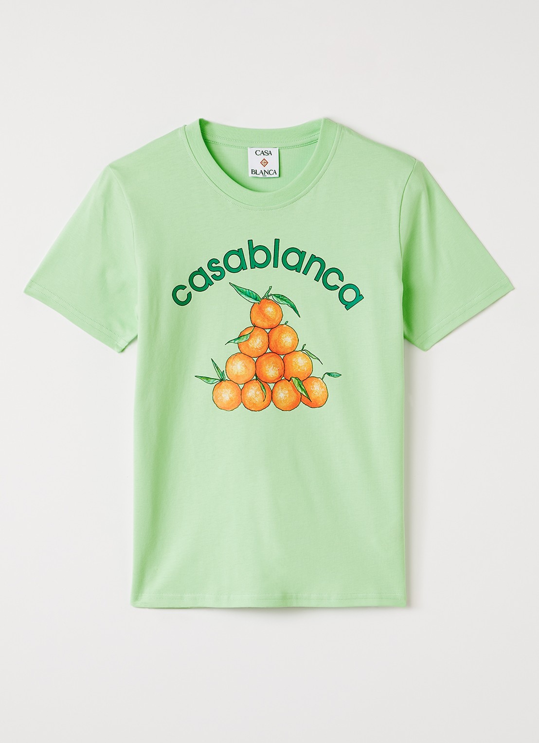Casablanca T-shirt met logoprint - voorkant neongroen