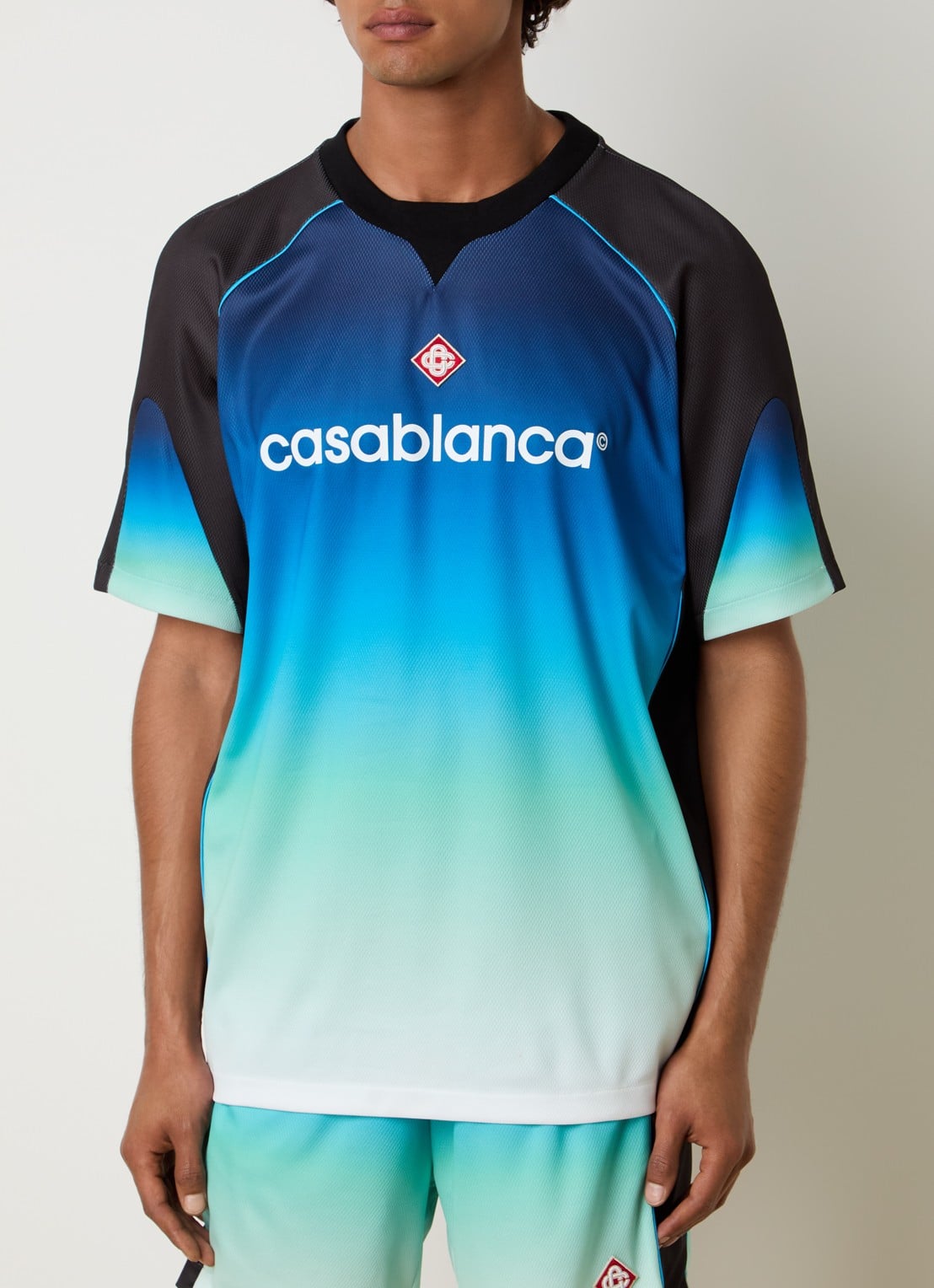 Casablanca T-shirt met print - detail 3 blauw