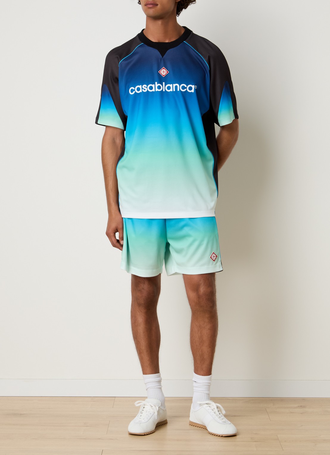 Casablanca T-shirt met print - voorkant 2 blauw