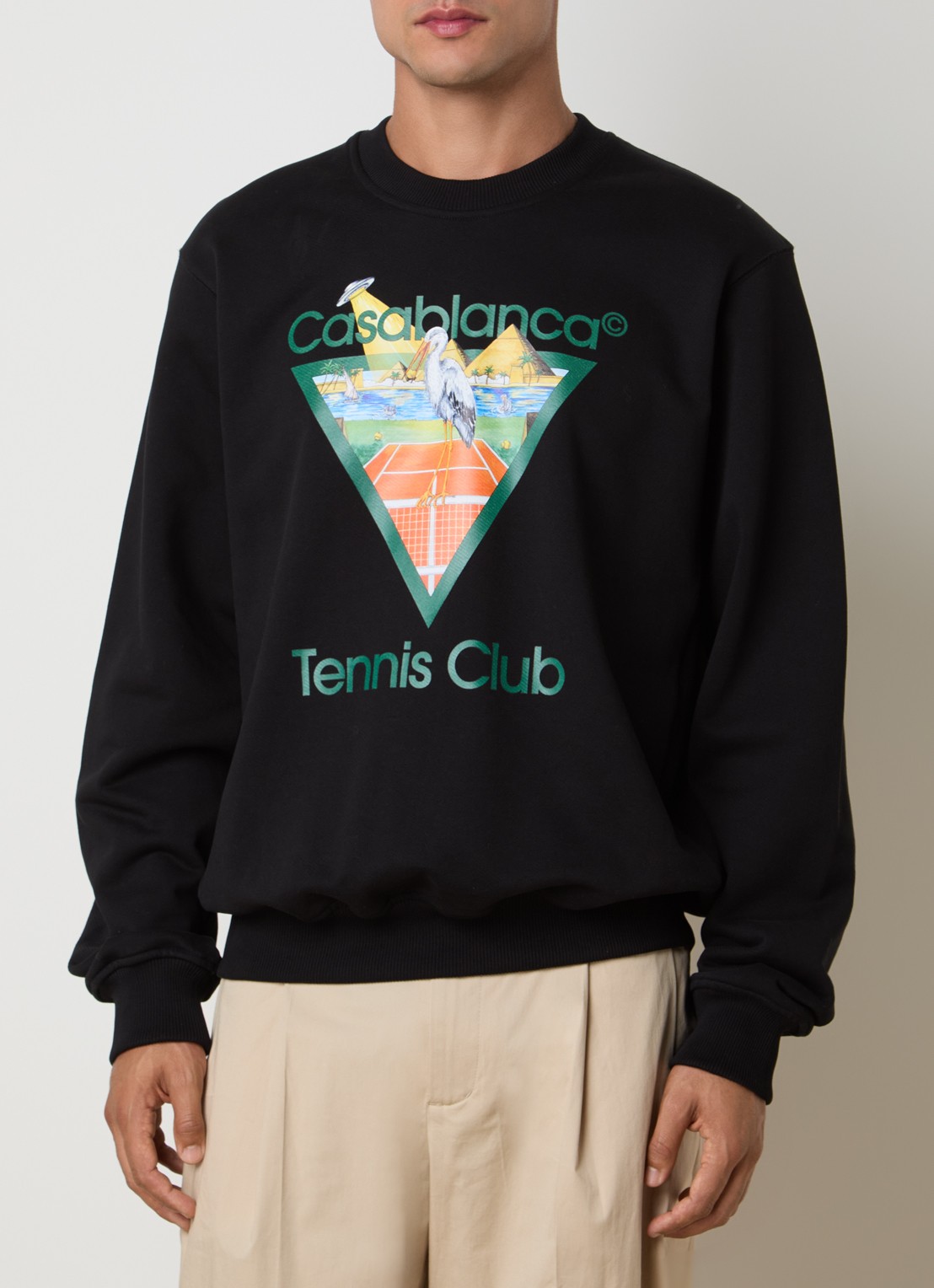 Casablanca Tennis Club sweater met logoprint - detail 2 zwart
