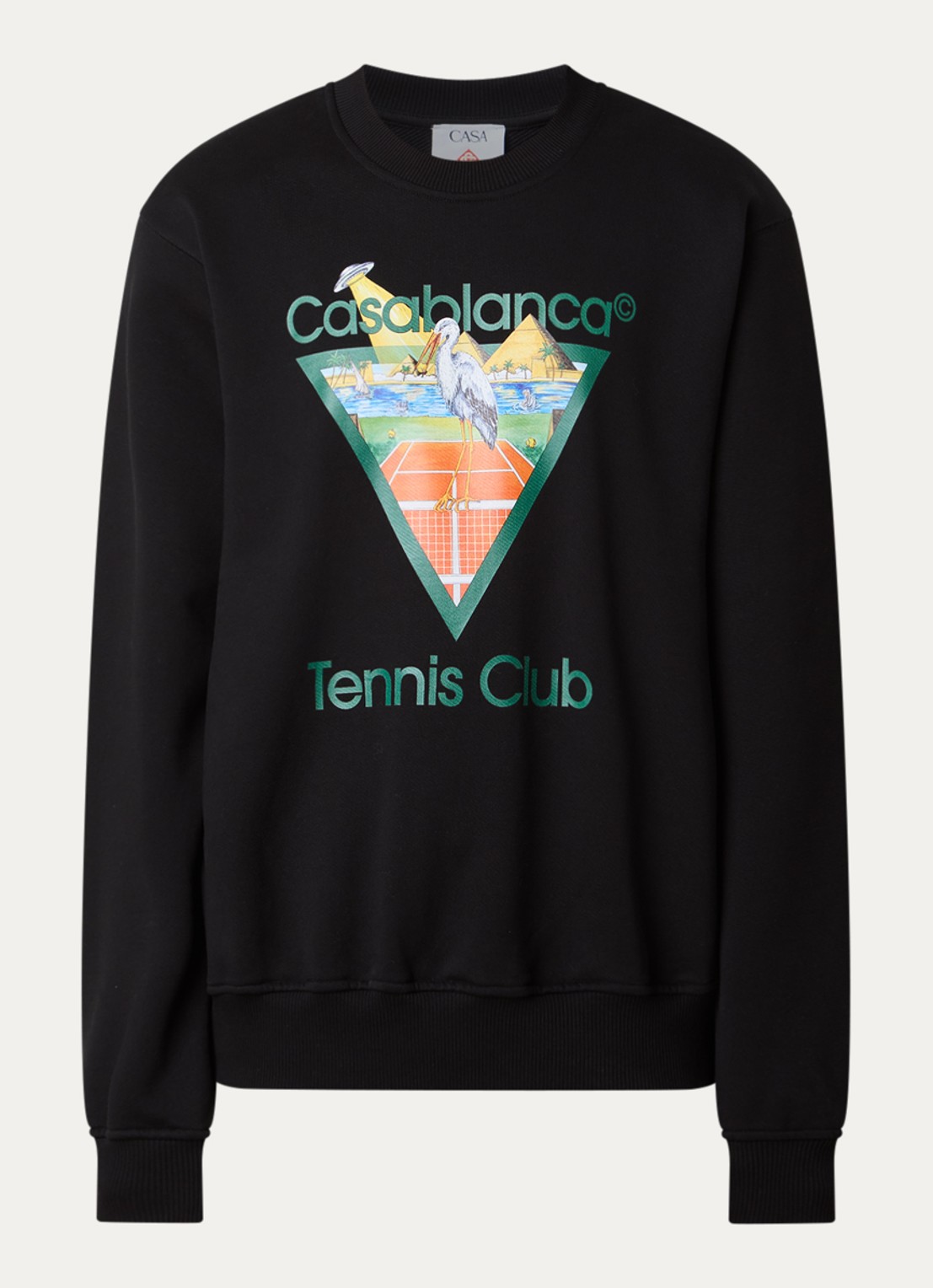 Casablanca Tennis Club sweater met logoprint - voorkant 4 zwart