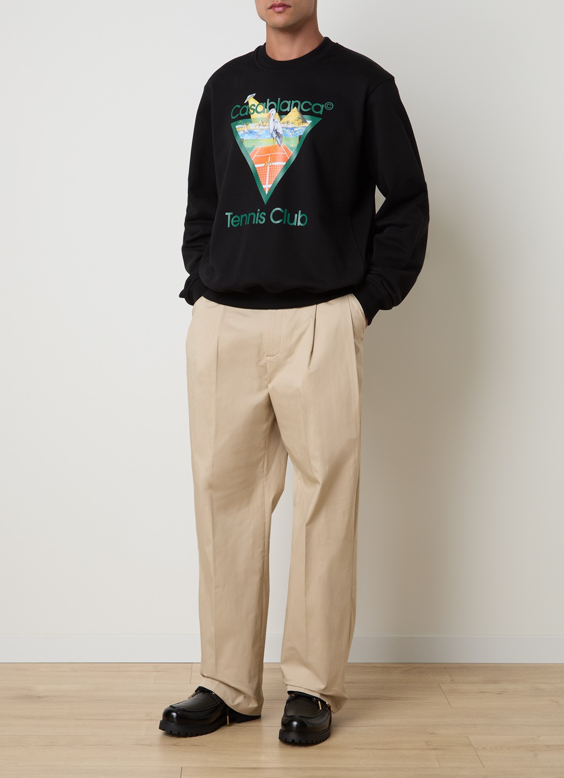 Casablanca Tennis Club sweater met logoprint - voorkant 5 zwart