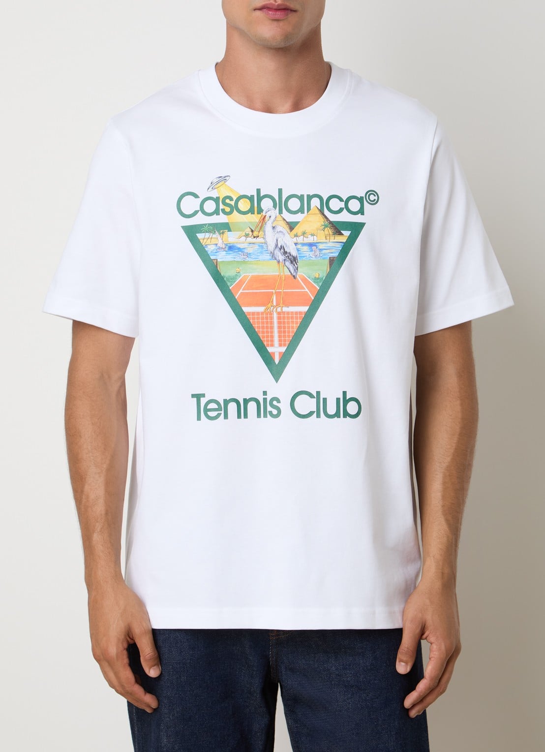Casablanca Tennis Club T-shirt met logoprint - detail wit