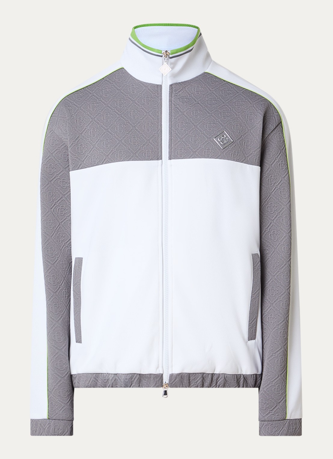 Casablanca Tennis jack met logoprint en steekzakken - voorkant 4 grijs