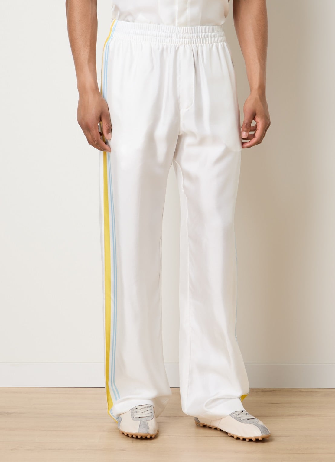Casablanca Tennis Landscape straight fit broek van zijde met steekzakken - detail 4 wit