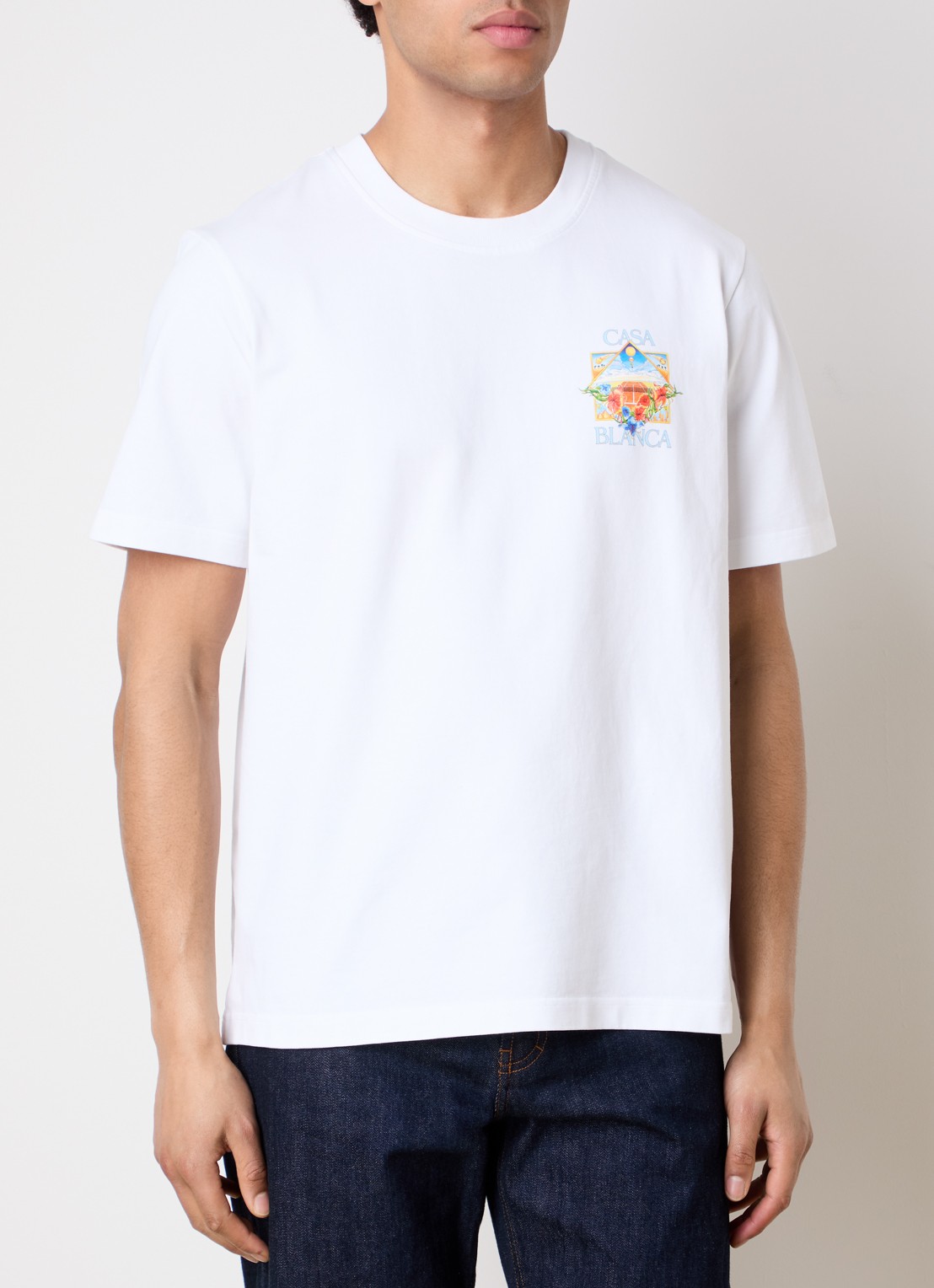 Casablanca Tennis Landscape T-shirt met logo- en backprint - achterkant 3 wit